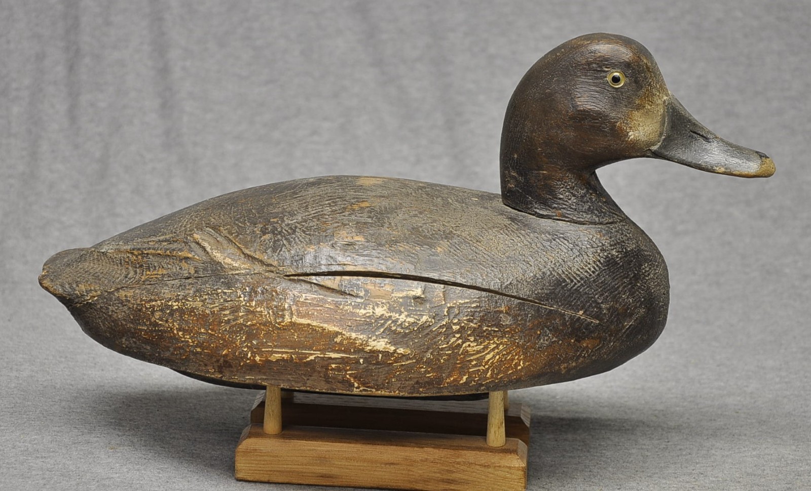 BEN SCHMIDT RED HEAD HEN duck decoy HUNTING CONDITION ORIG. PAINT AGE CRACKS
