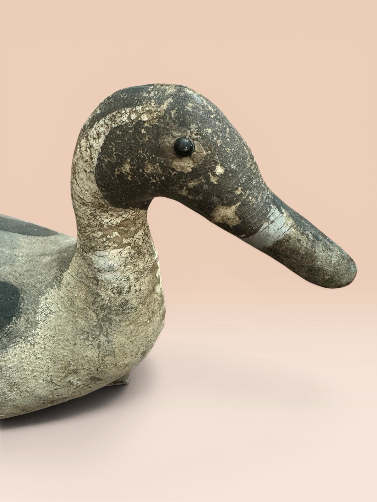 Vintage Hand Painted Cloth Canvas Pintail Drake Duck Decoy Glass Eyes Rare