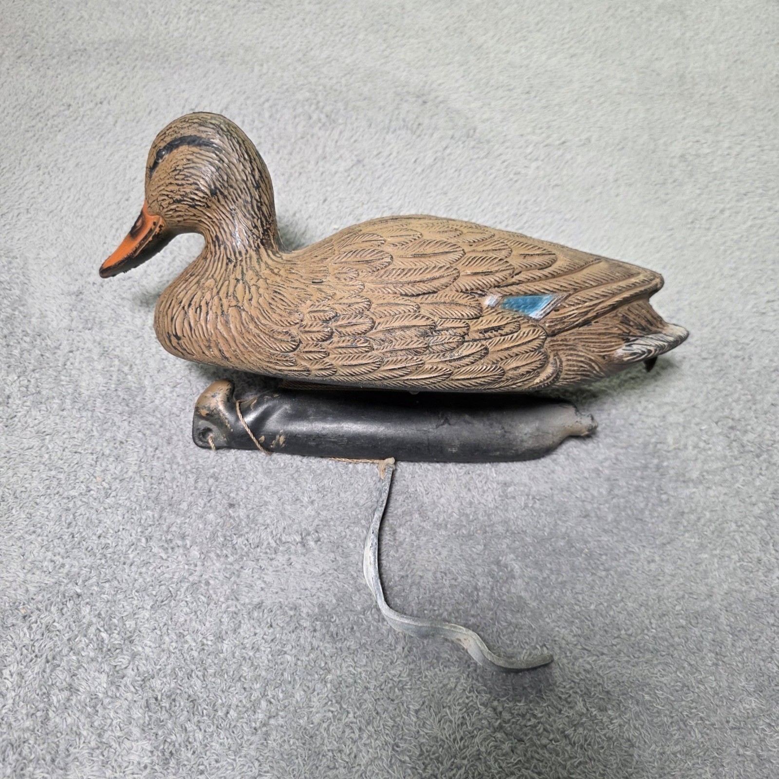Vintage 13 in Mallard Hen Duck Decoy Brown Weighted Keel Made in USA