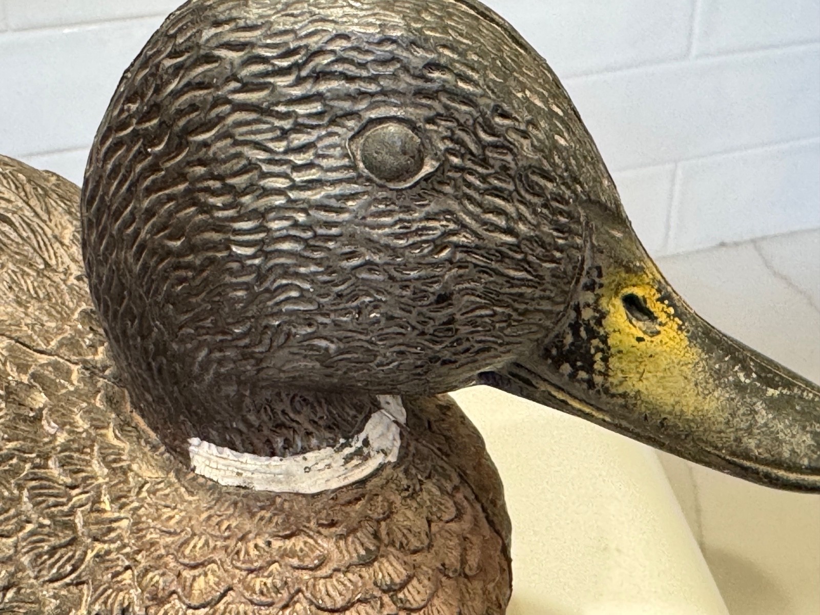 Vintage Duck Decoy Mallard Hen 16″ Realistic feathers Floats Made In Italy