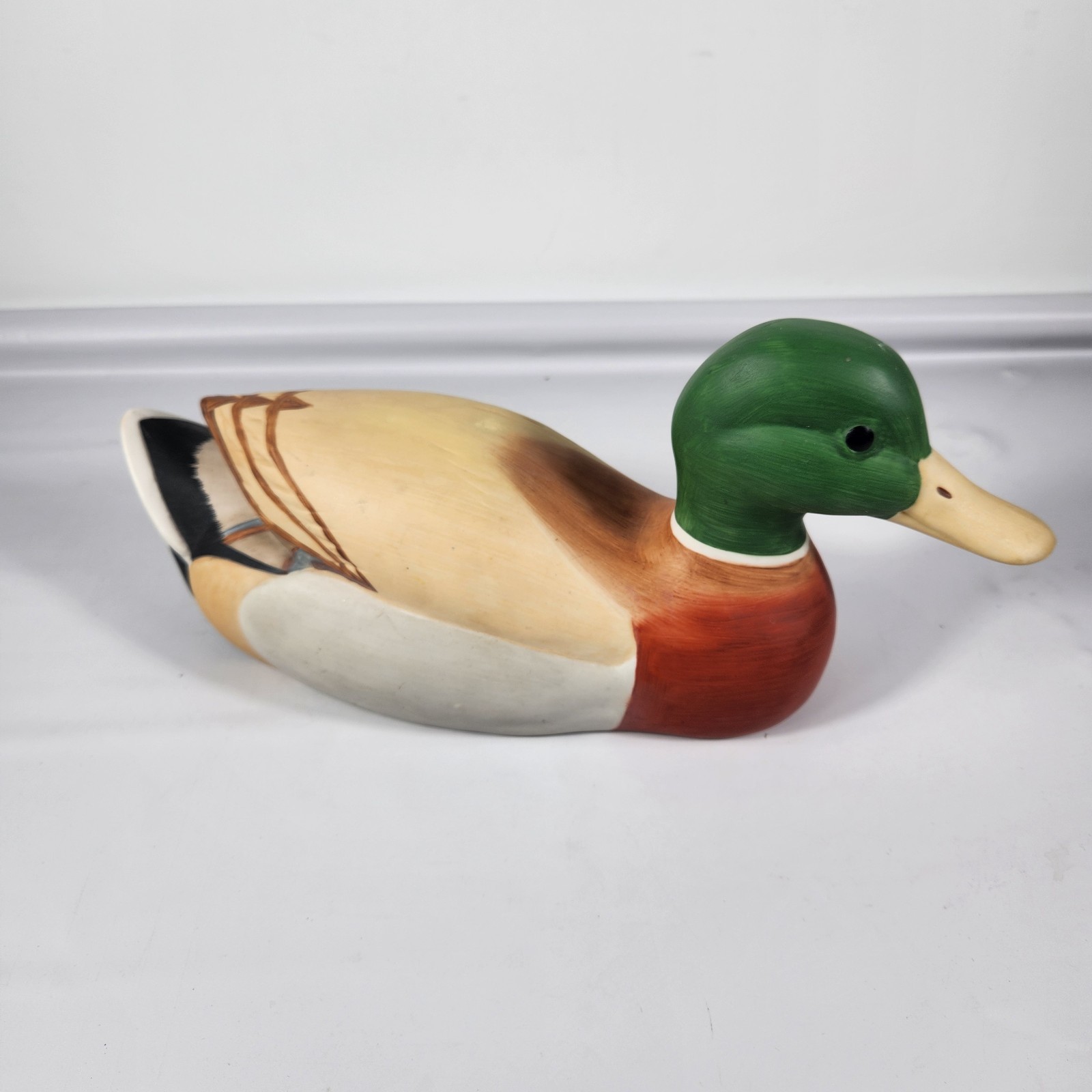 Vintage Schmid Mallard Duck Musical Ceramic Music Box Decoy Hunter Farm House