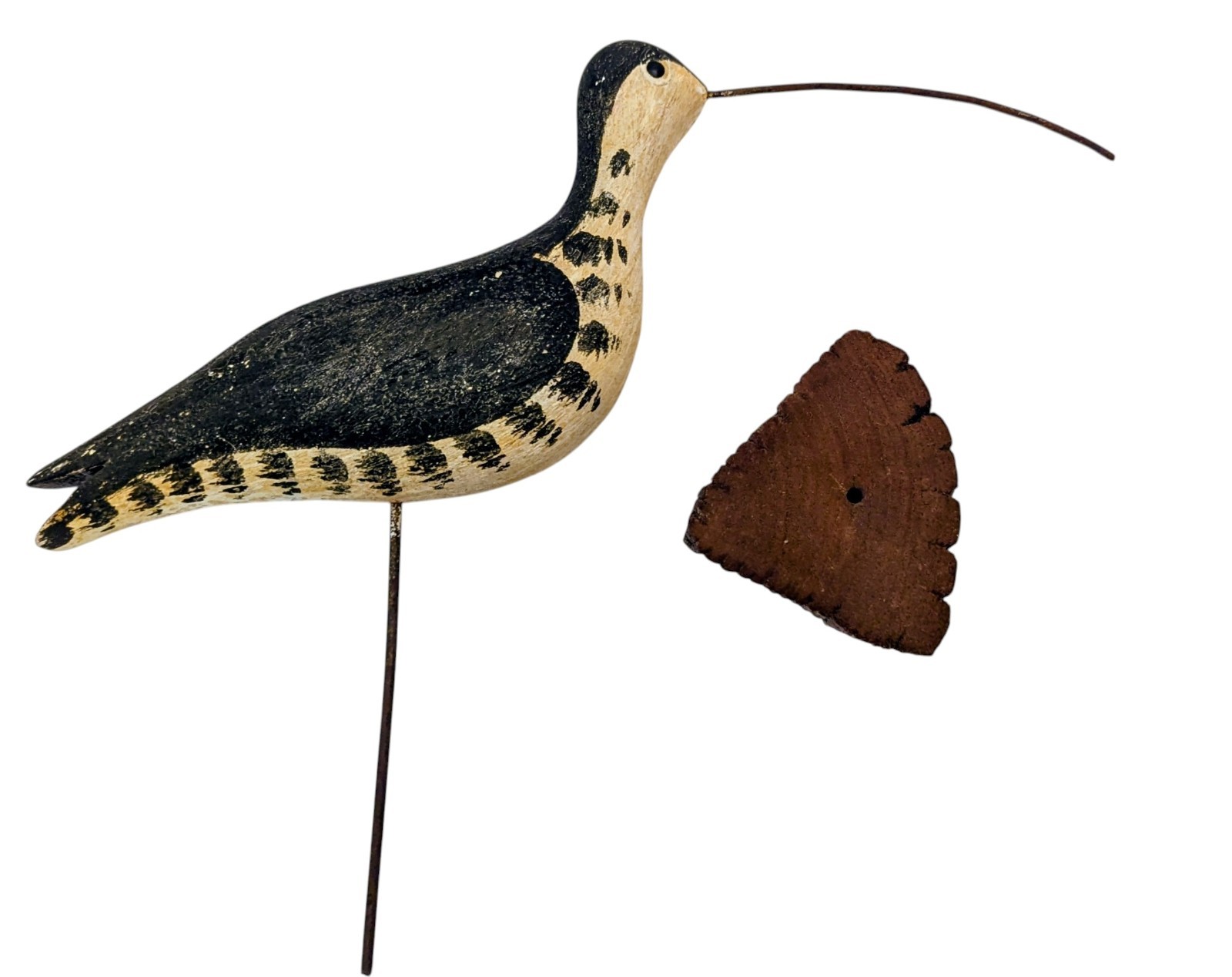 Richard Morgan Long-Billed Curlew Shorebird Metal Bill, Metal “Stick” Antiqued