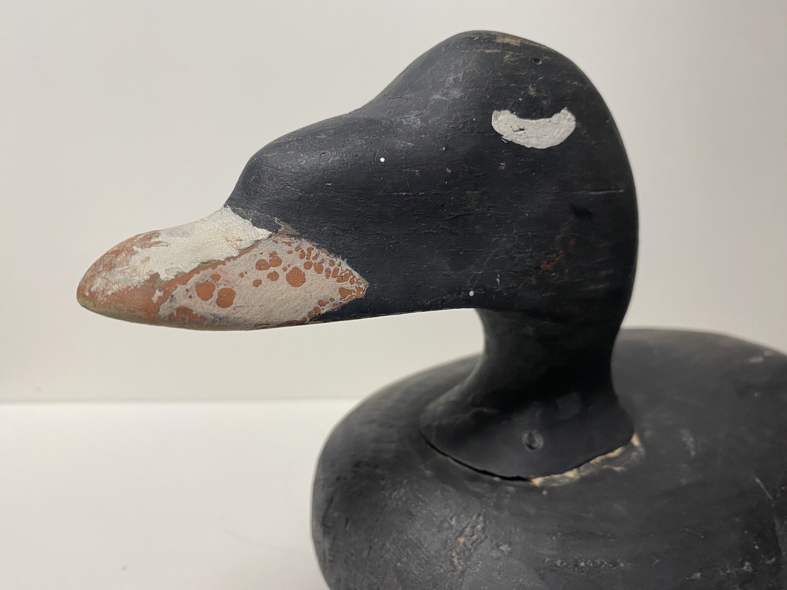 White-winged Scoter Duck Decoy, Vintage, Wood, Nailed in Head Set, Unsigned