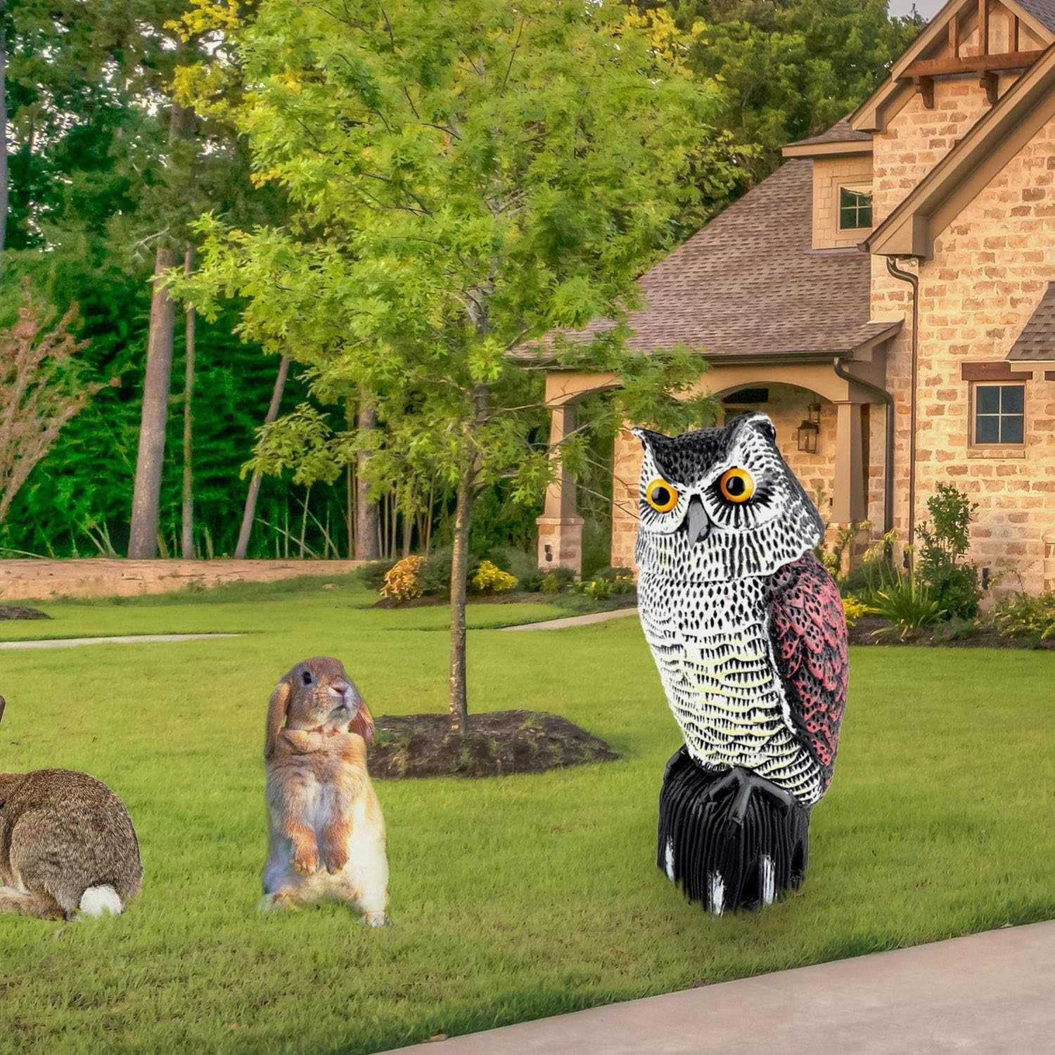 Wind-Powered Owl Decoy for Outdoor Use – Durable Bird Control Decor, Easy Setup
