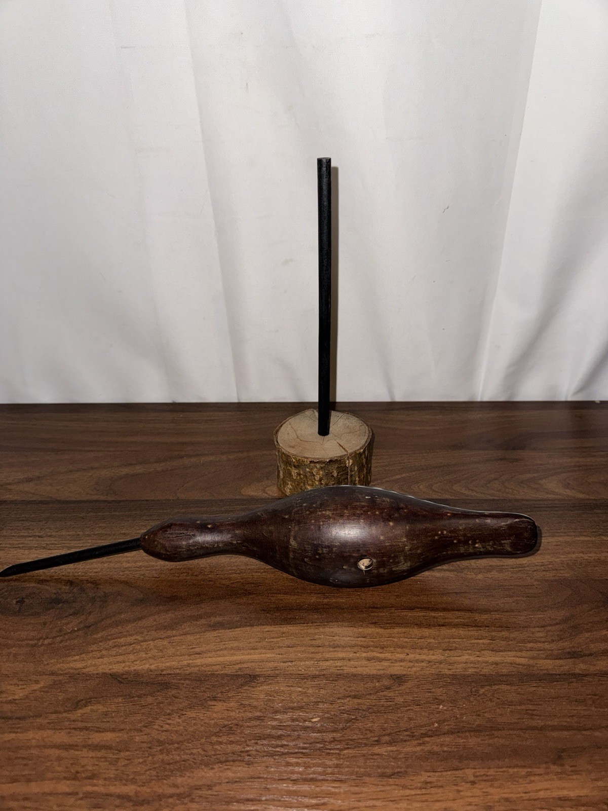 Vintage Shorebird Black Bellied Spotted Plover Wood Decoy Hand Carved W/ Stand