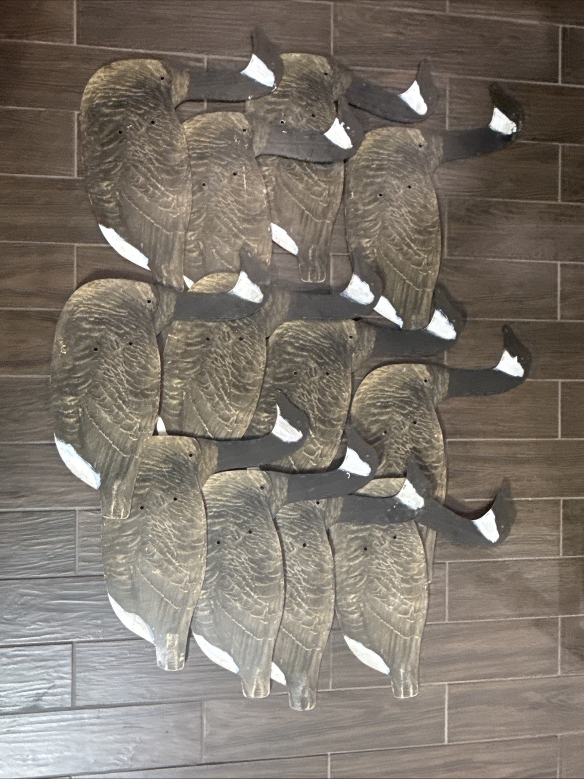 Antique Original Set of Folding Johnsons Goose Decoys, circa 1940 in Canvas Bag