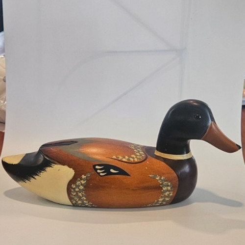Vintage Wildfowler Wood Carved Mallard Duck Decoy Hand Painted 9 1/2”