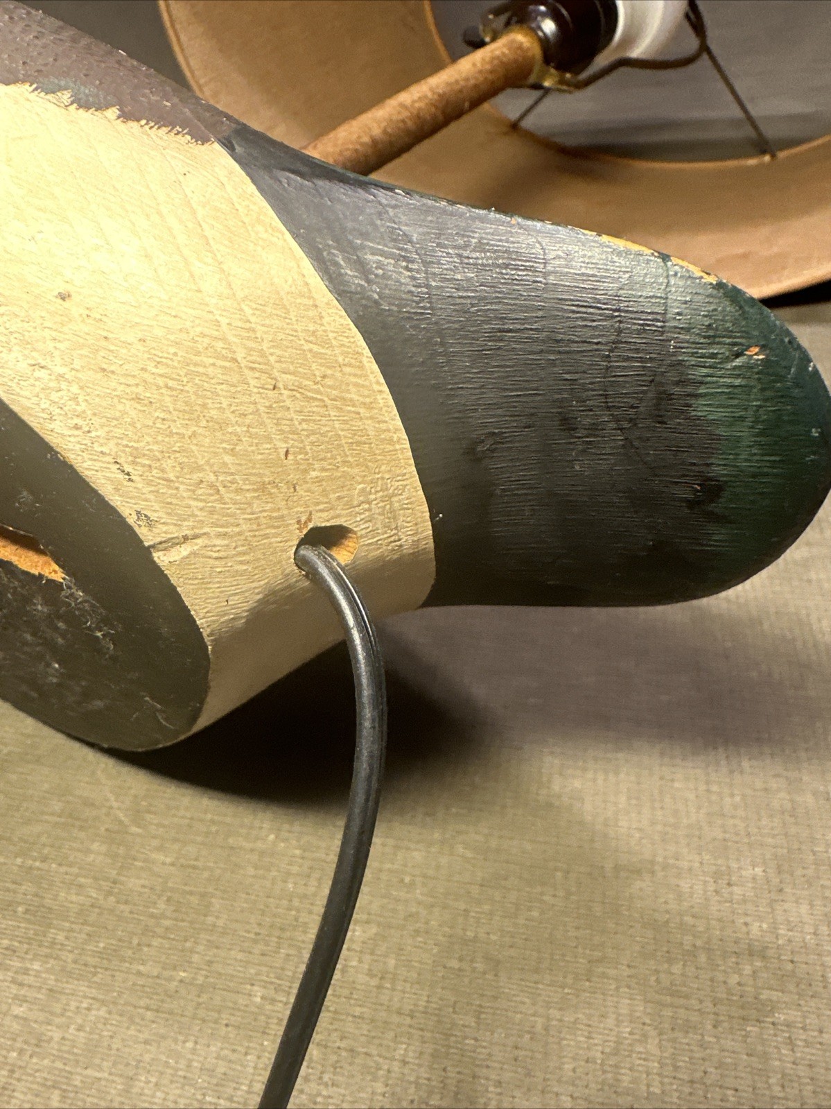 Early Ken Harris Woodville NY Hand Carved Wood Duck Decoy Table Lamp