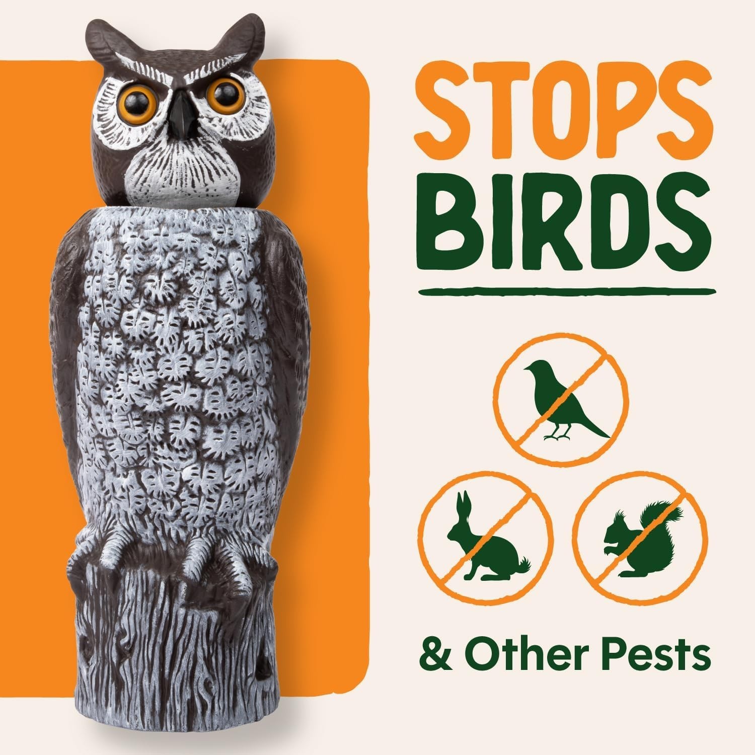 Large Garden Scarecrow Owl – Rotating Head Bird Repellent