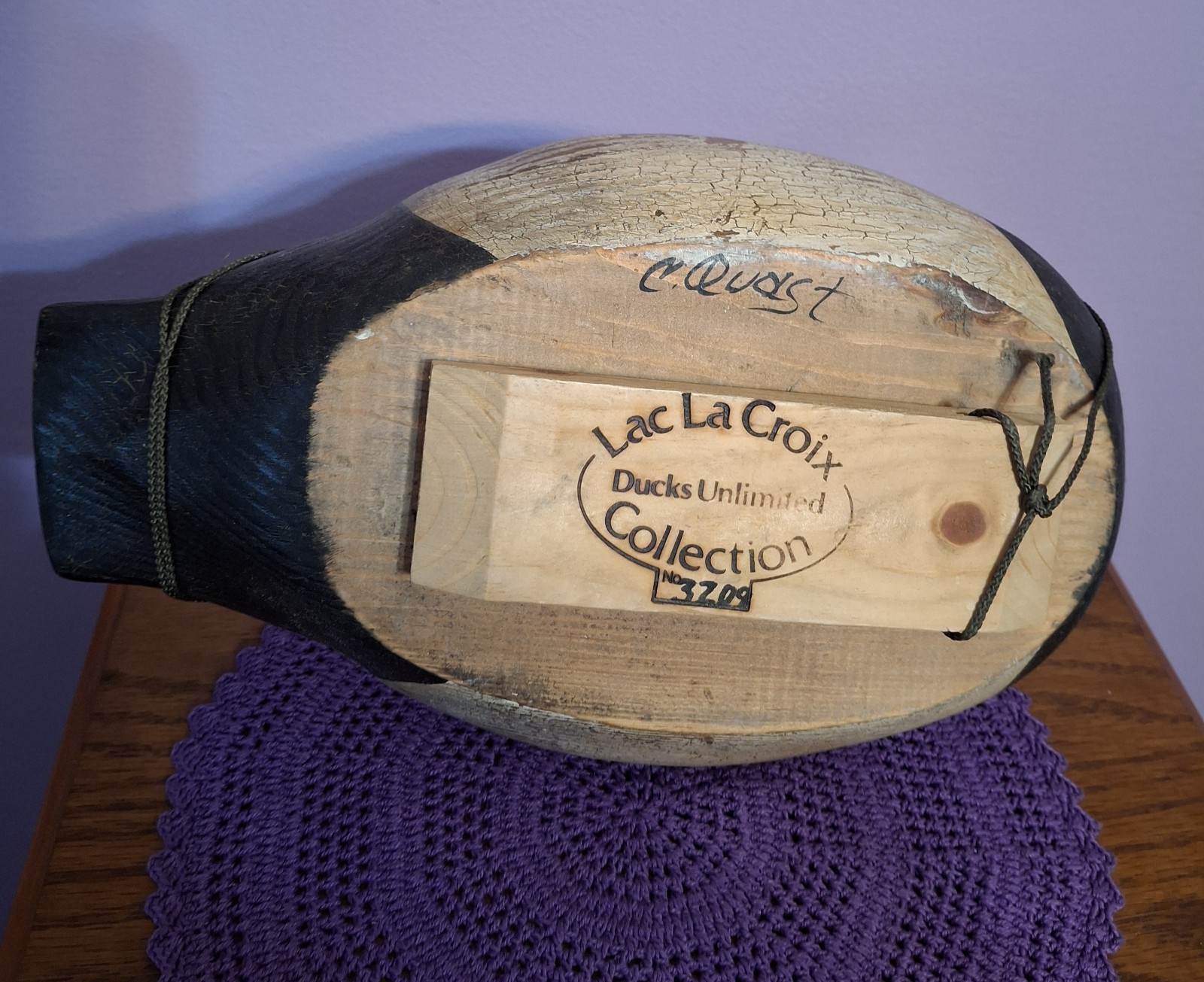 Lac La Croix Ducks Unlimited Signed C. Quast #3209 Full Size Duck Decoy W/weight