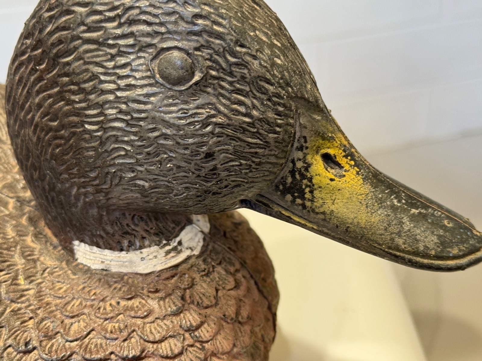 Vintage Duck Decoy Mallard Hen 16″ Realistic feathers Floats Made In Italy