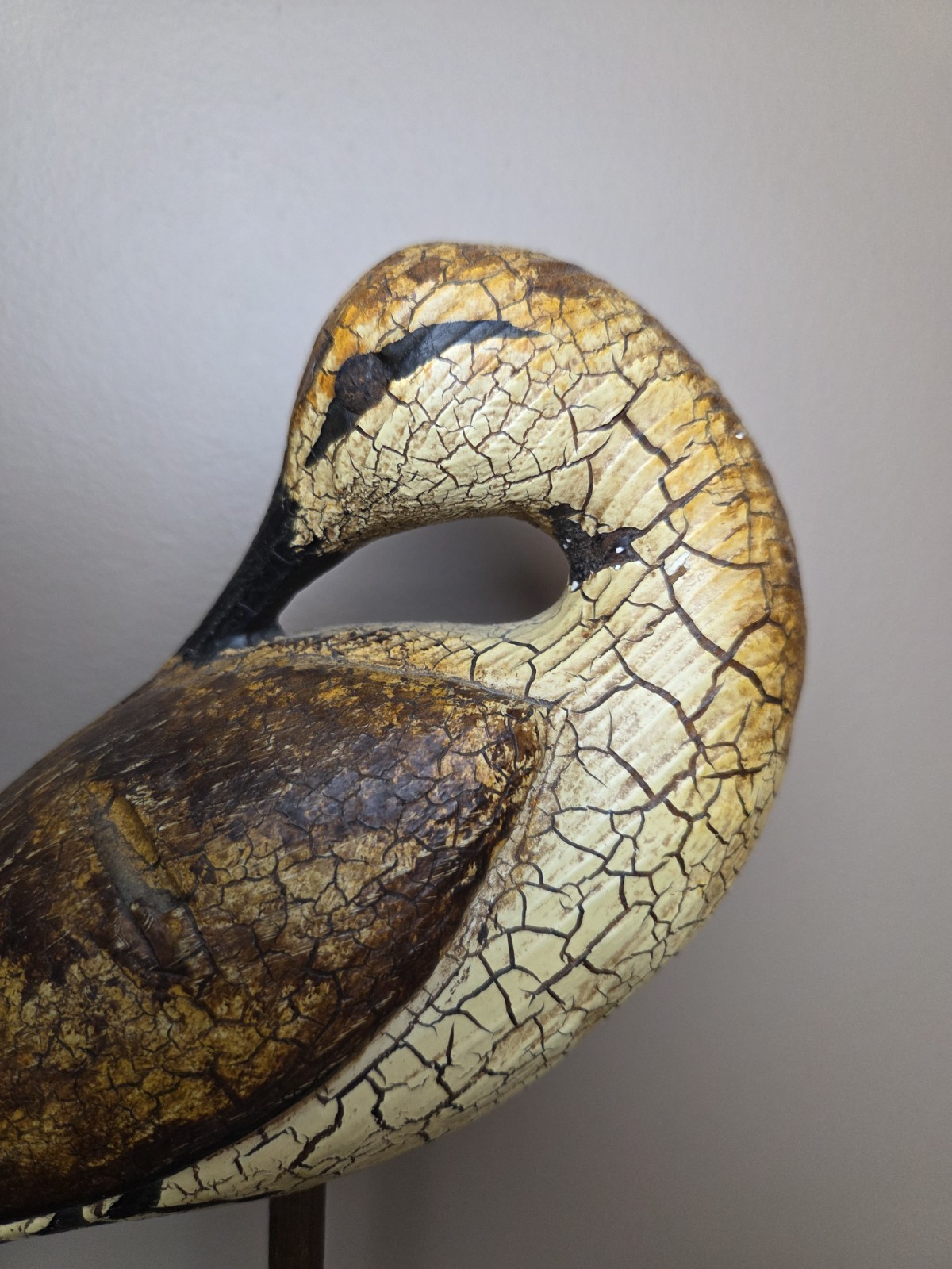 Vintage Thomas Langan 1 Carved Wood Bird Duck Decoy 12 inches tall
