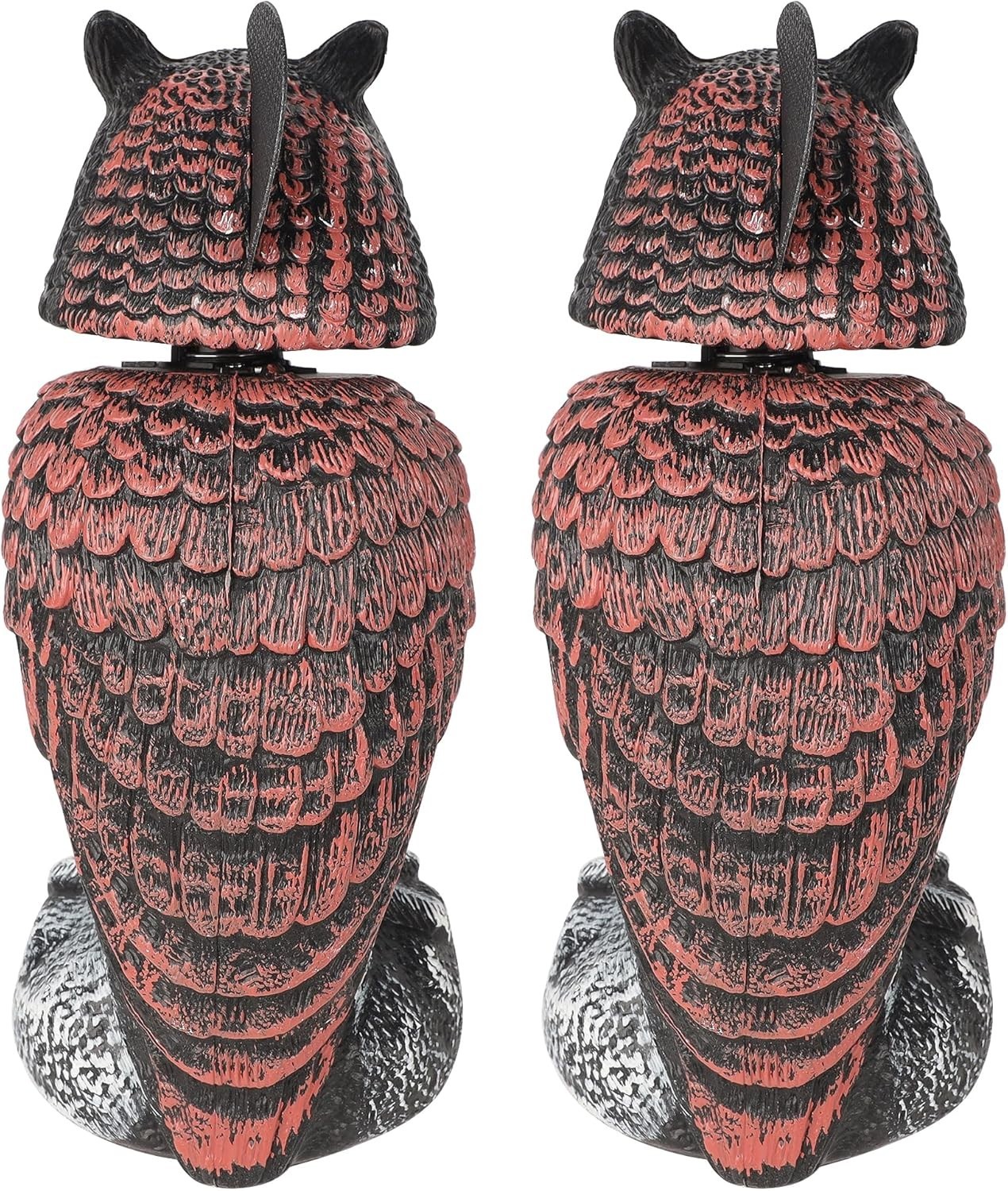 2 Pack Bird Scarecrow Fake Owl Decoy Sculpture, Rotating Head Plastic Owl Bir…