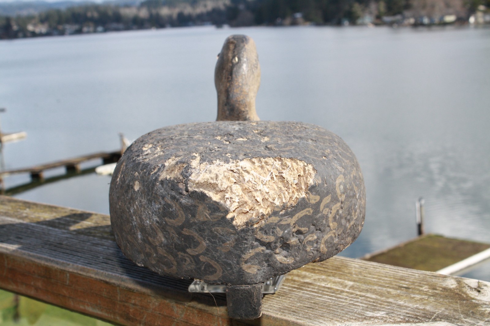 Black Duck decoy Wildfowler?, Glass eyes, cork body, repaint.