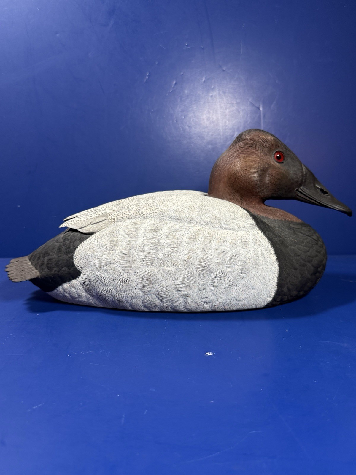 RA Meredith Canvasback Drake Wood Decoy Duck – Signed & Dated 1986 – 11.5” Long