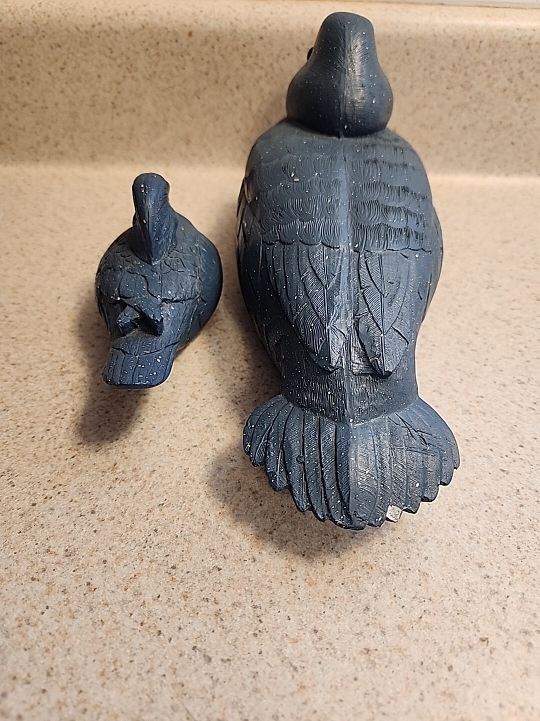 Blue Resin Wood Ducks adult and duckling