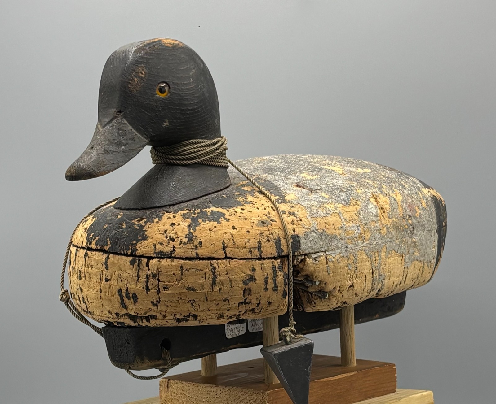 ***JOHN BOYLE*** (1873-1935) BELLPORT, NY CORK BLUEBILL DRAKE ANTIQUE DUCK DECOY