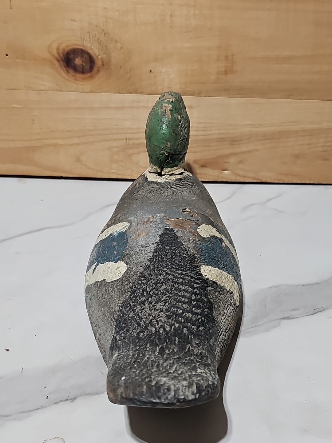 Antique Rustic Solid Wood Duck Decoy Hand Carved Hand Painted Mallard Drake