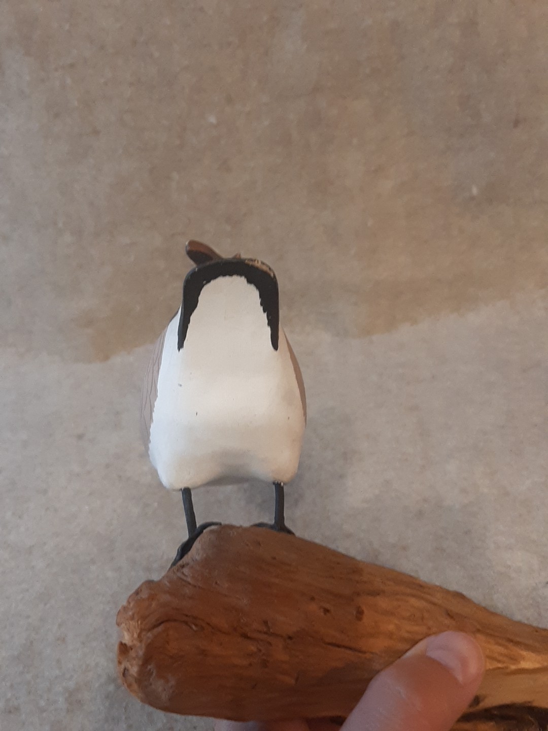 Carved Wood Miniature Goose Decoy branded Burn on Driftwood