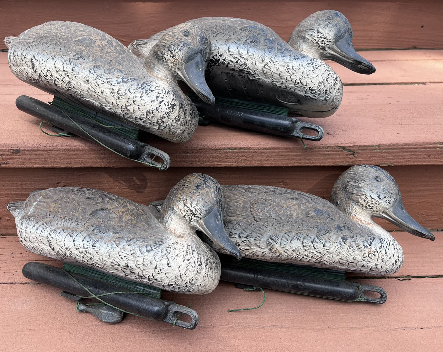 4 Duck Decoys Hunt Bird Hunting Old Plastic Vintage Mallard Ducks Carry Lite