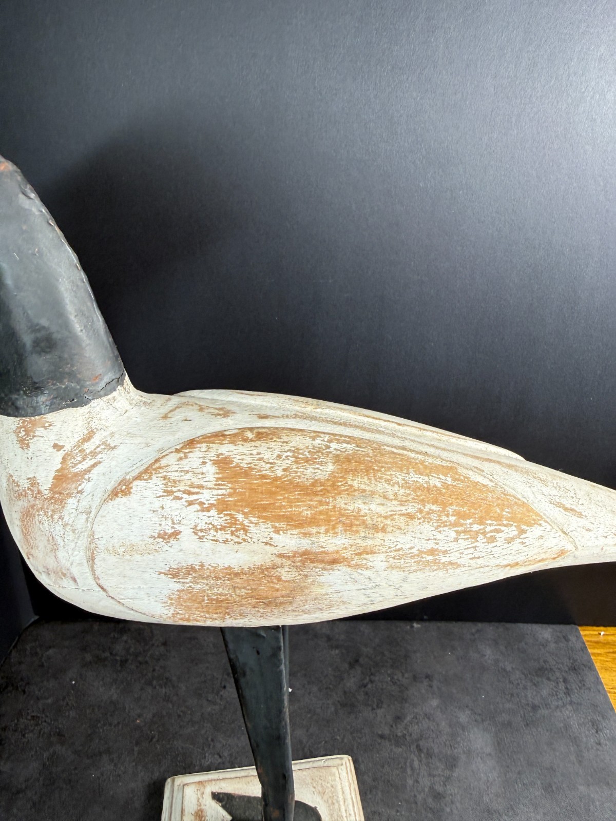 Hand Carved Wooden Shorebirds / Canadian Geese W/ Metal Accents Set of 3 White