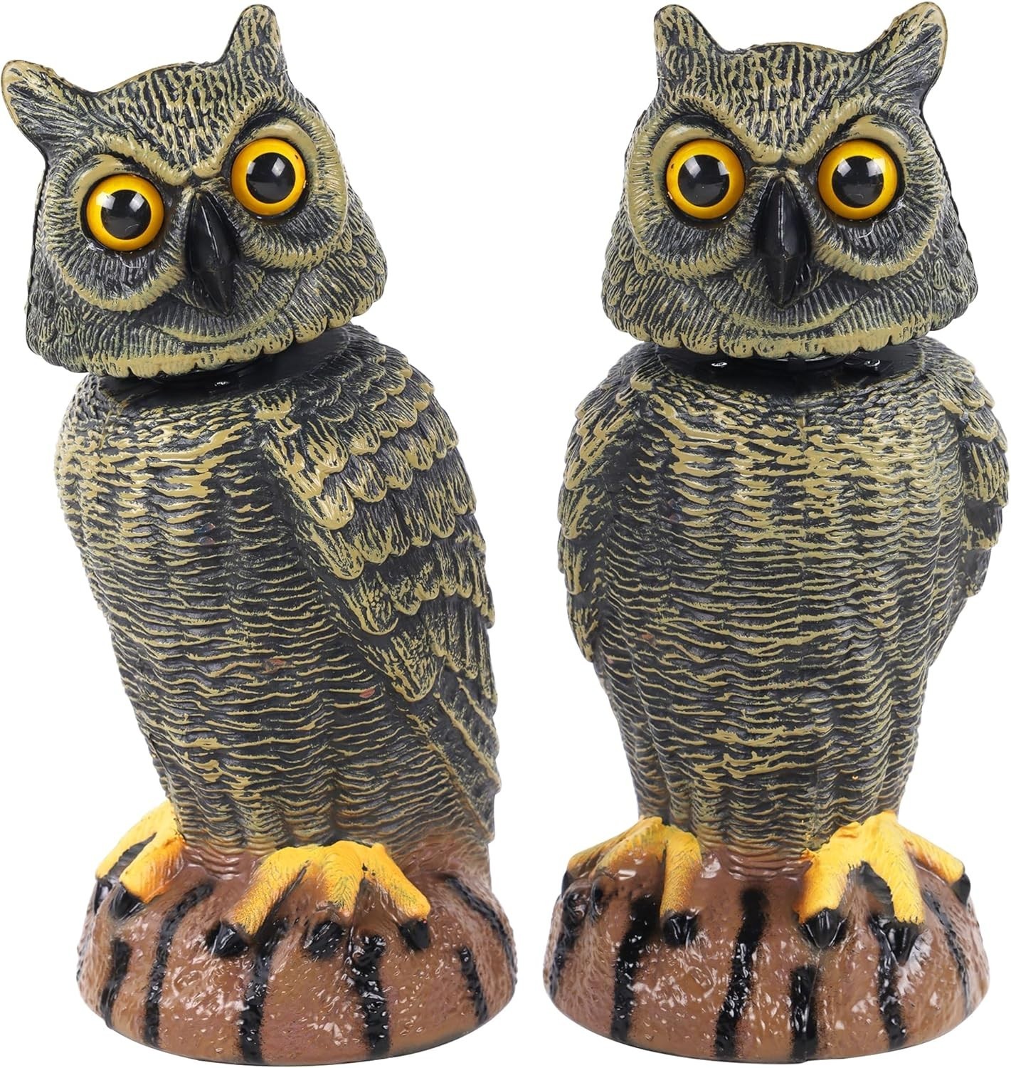 Elegant Golden Owl Decoy – 10.6 Inch Garden Protector Against Pests (2 Pack)