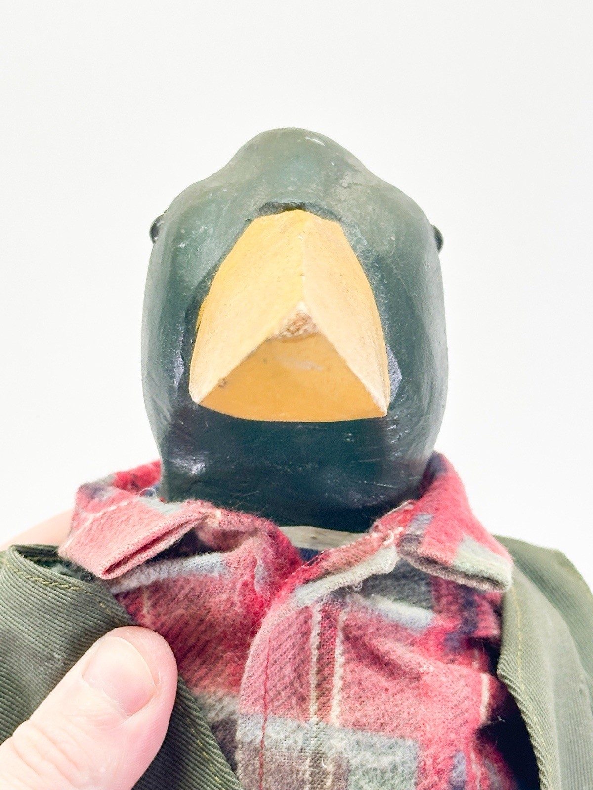 Primitive Vintage Hand Carved Duck Decoy Head Shelf Sitter Doll Hand Made