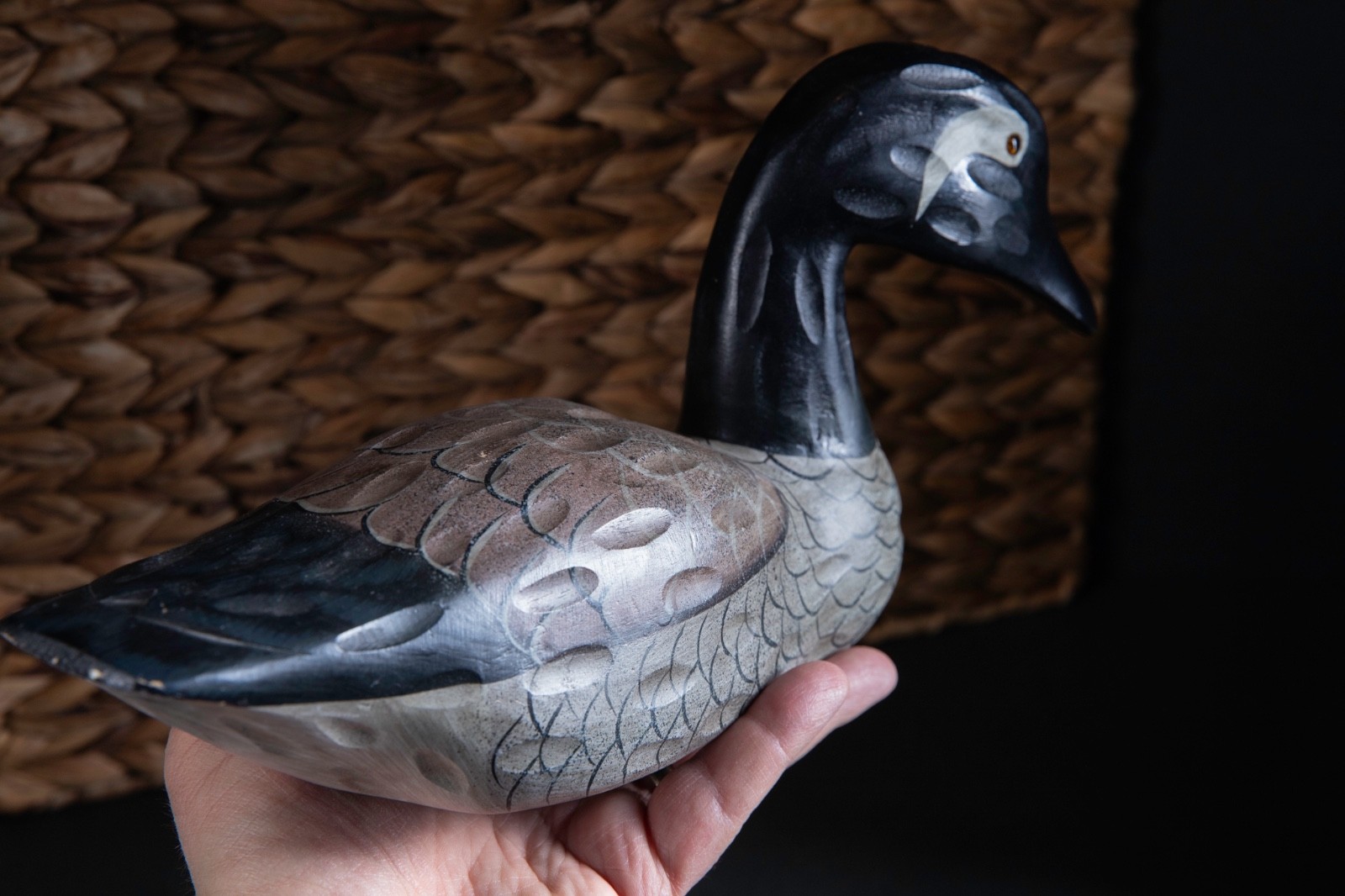 11.75″ Heritage Mint Ltd Canadian Goose Carved Decoy Painted Wood Glass Eyes