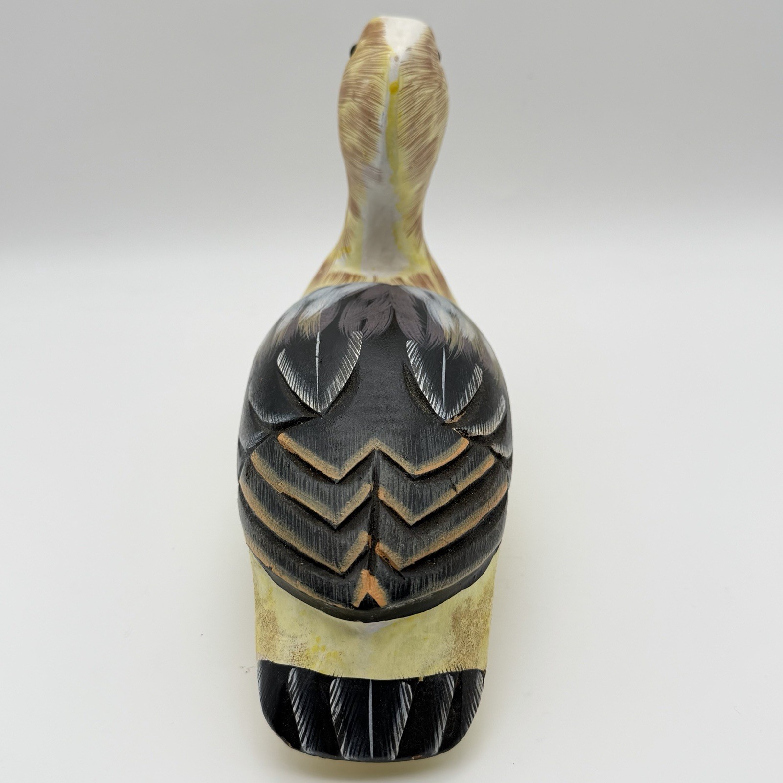 Vintage Beautiful Hand Carved & Painted Wooden Pelican Decoy 13”
