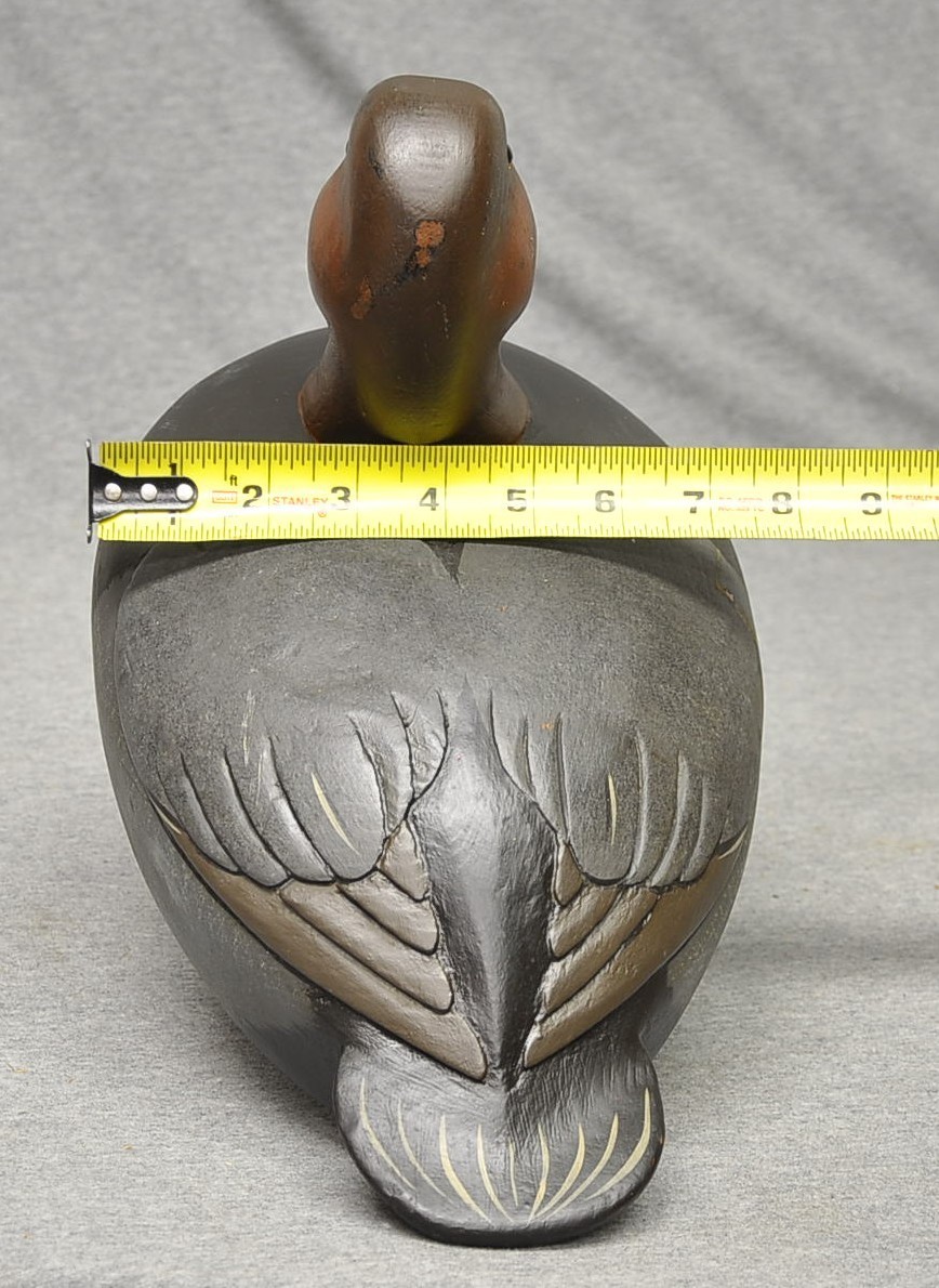 UNKNOWN MI. MAGNUM SIZE RED HEAD DRAKE DUCK DECOY OP WOOD NICELY CARVED