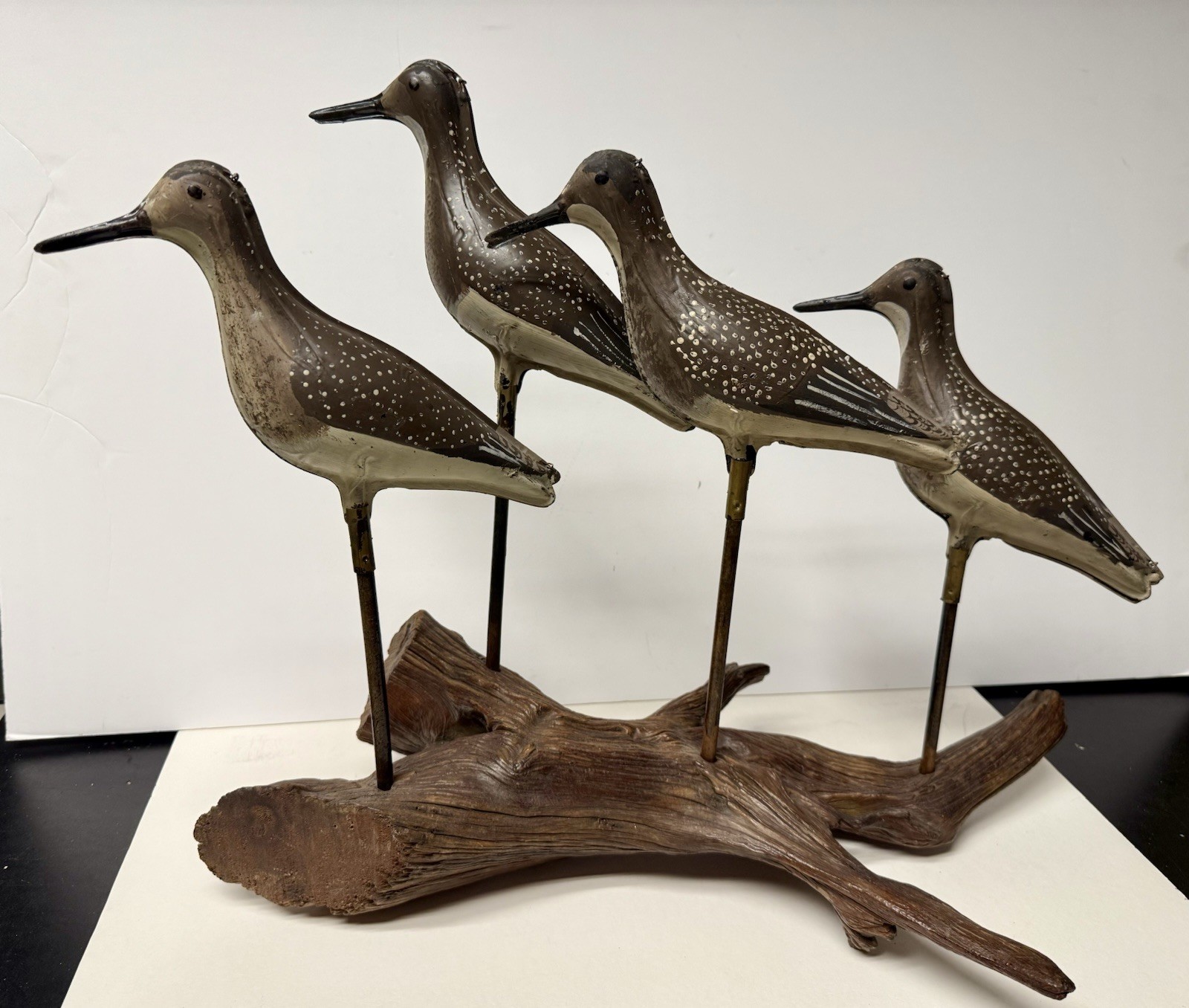 Vintage Display Set of 4 Shorebird Tinnie Decoys, Late 1800’s, Near Mint Cond.