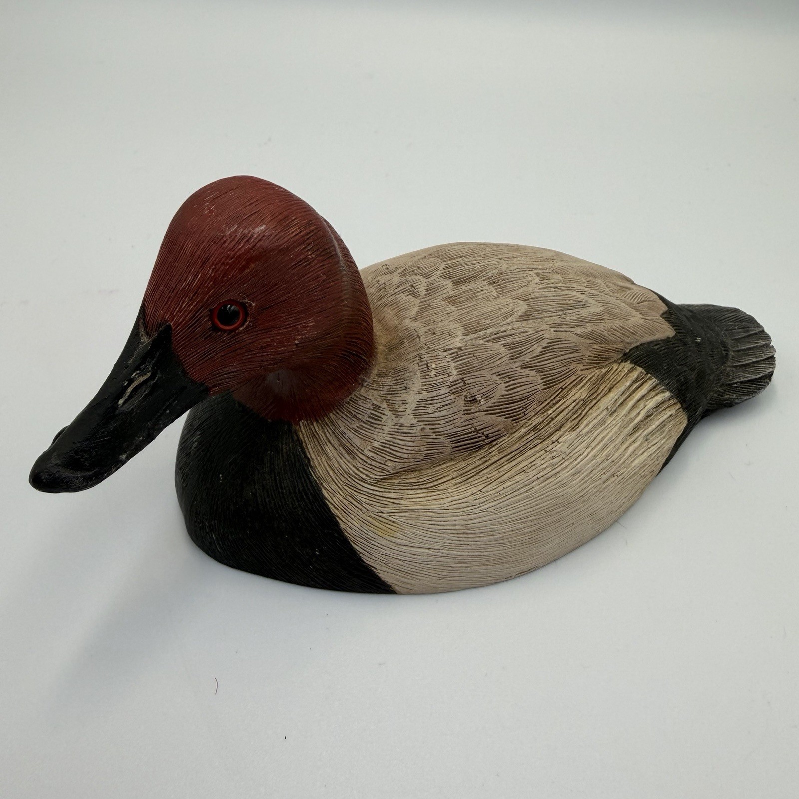 Hand Carved Wood Canvasback Duck Decoy MD 1989 Signed J.R. Williams Glass Eyes