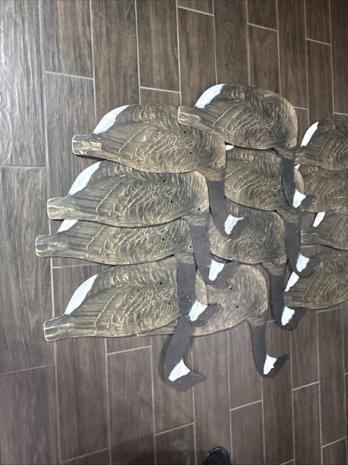 Antique Original Set of Folding Johnsons Goose Decoys, circa 1940 in Canvas Bag