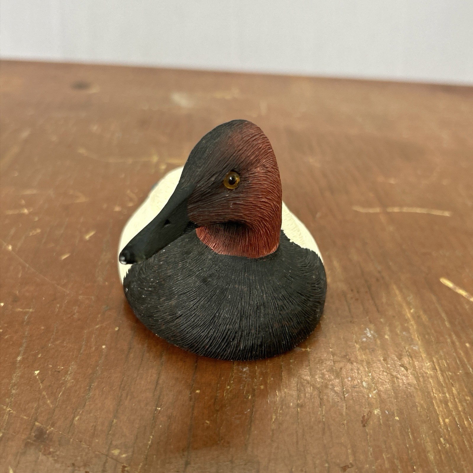 Joe Weaver Signed Miniature Canvasback Duck Decoy Hand Carved Wood Folk Art