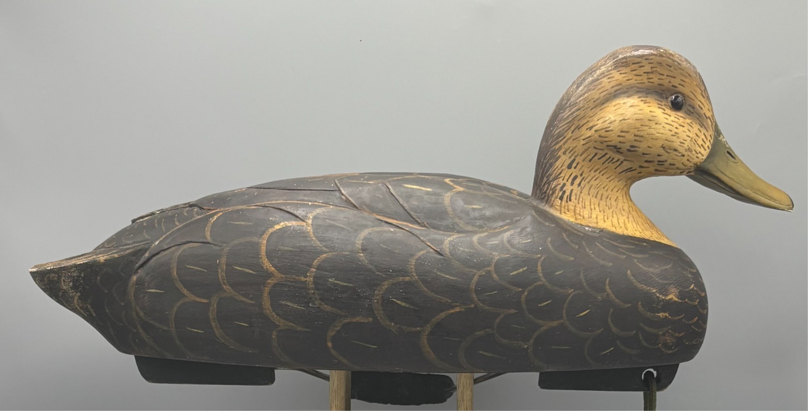 ***ORIGINAL PAINT*** OVERSIZED BLACK DUCK VINTAGE DECOY W/ UNUSUAL SWING WEIGHT