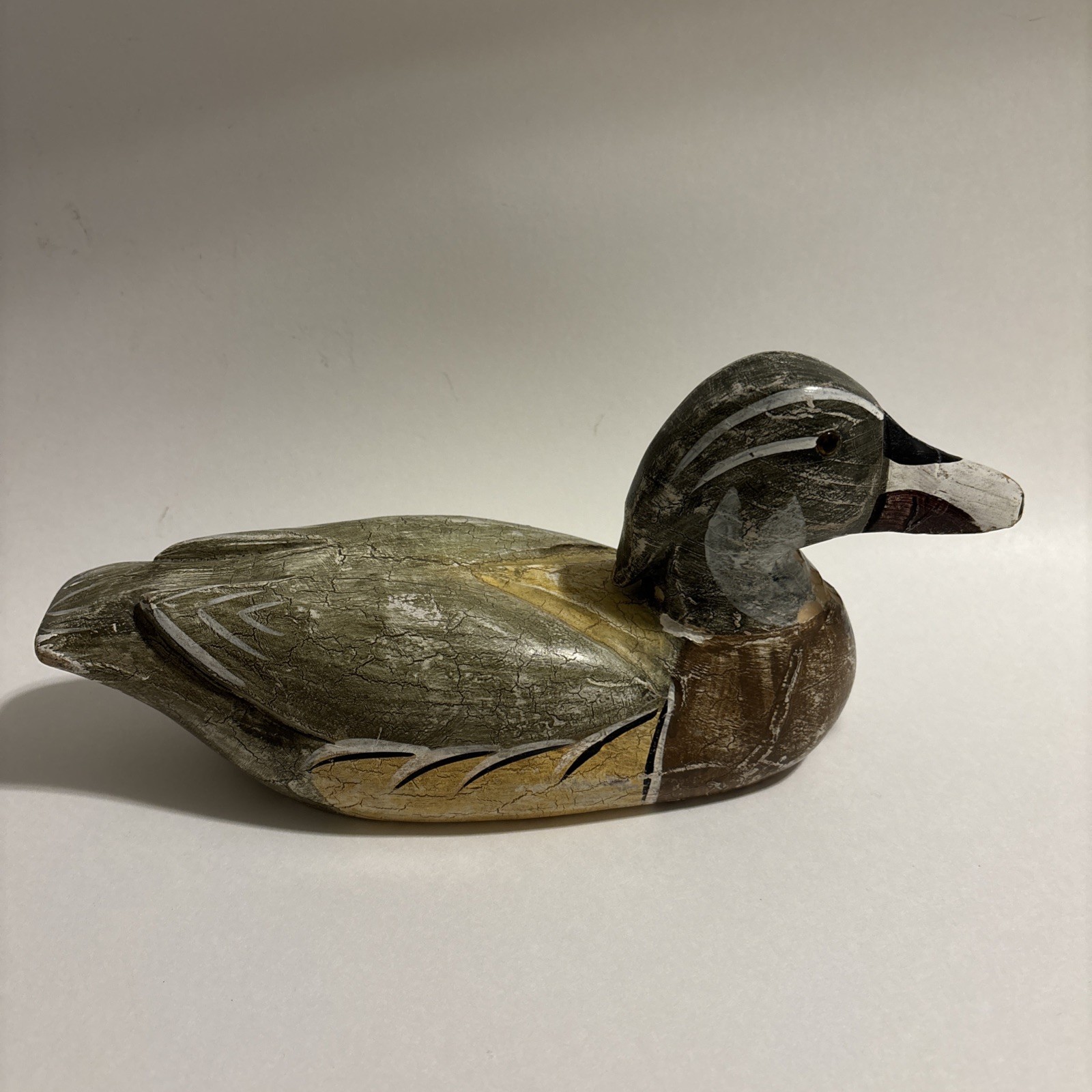 Vintage Hand Carved Widgeon Drake Duck Decoy Glass Eyes Unsigned