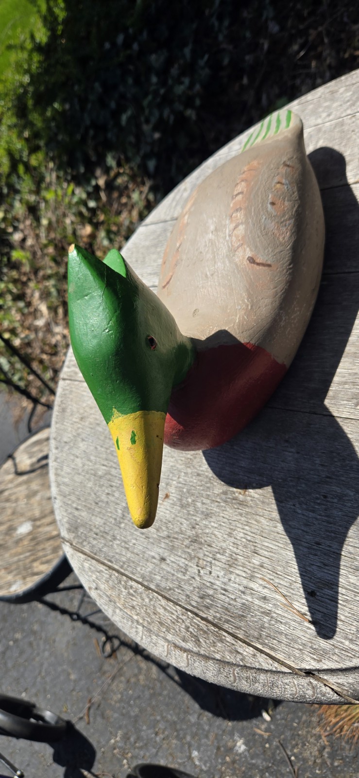 Vtg 1986 Hand Carved White Pine Wood Duck Decoy Merganser Matelon Olds Cohasset