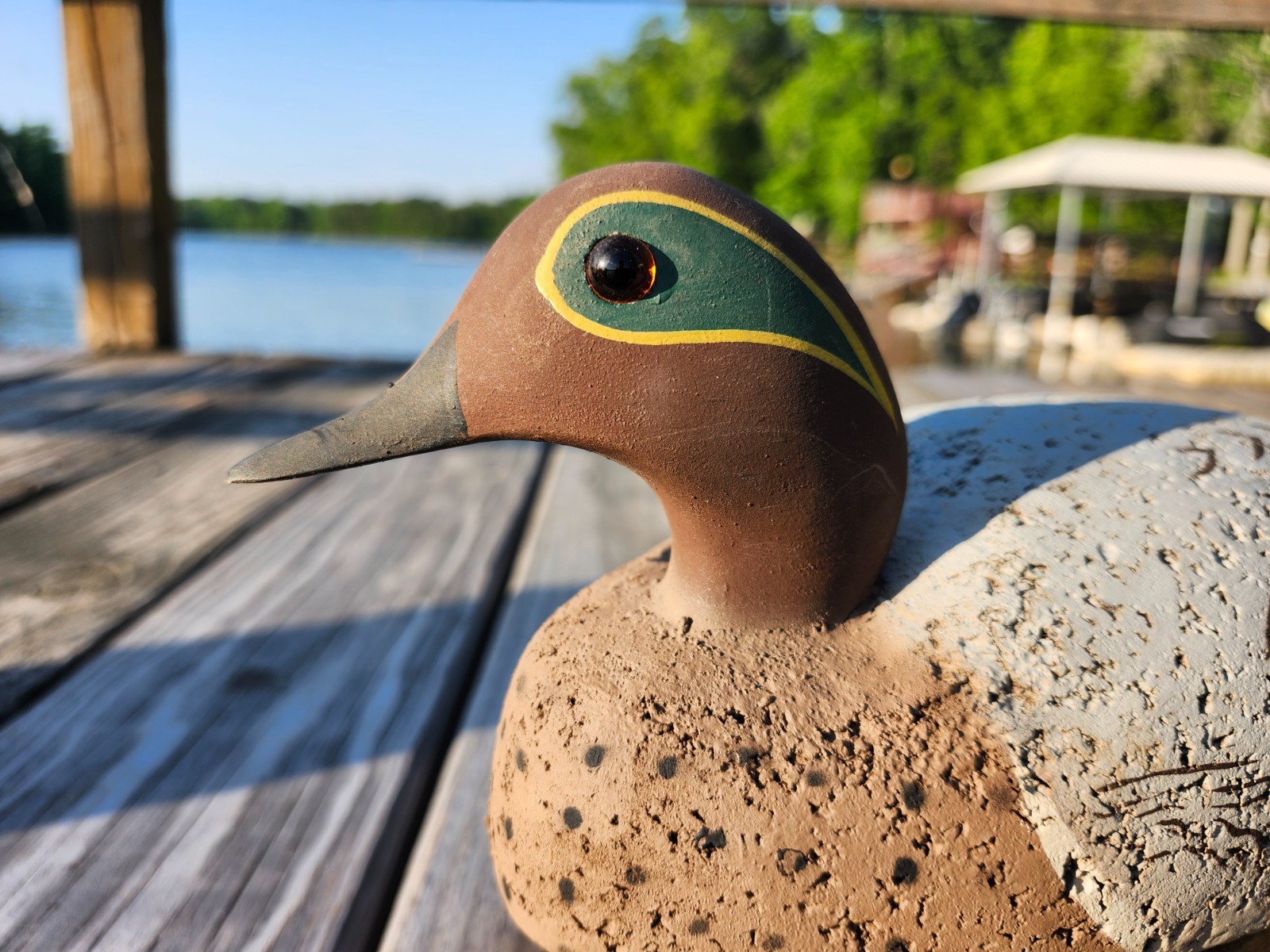 Vintage LL Bean Green Winged Teal Drake Duck Decoy MINT Condition Stand INCLUDED