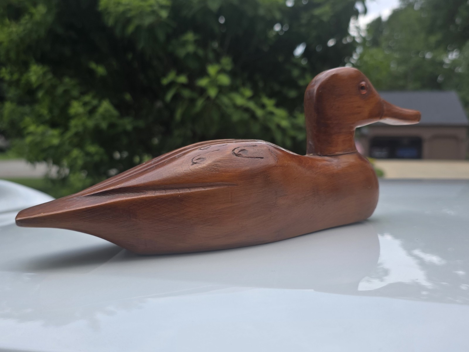 Canada Duck Decoy Vintage Carved Wood Unsigned Signed glass eye?