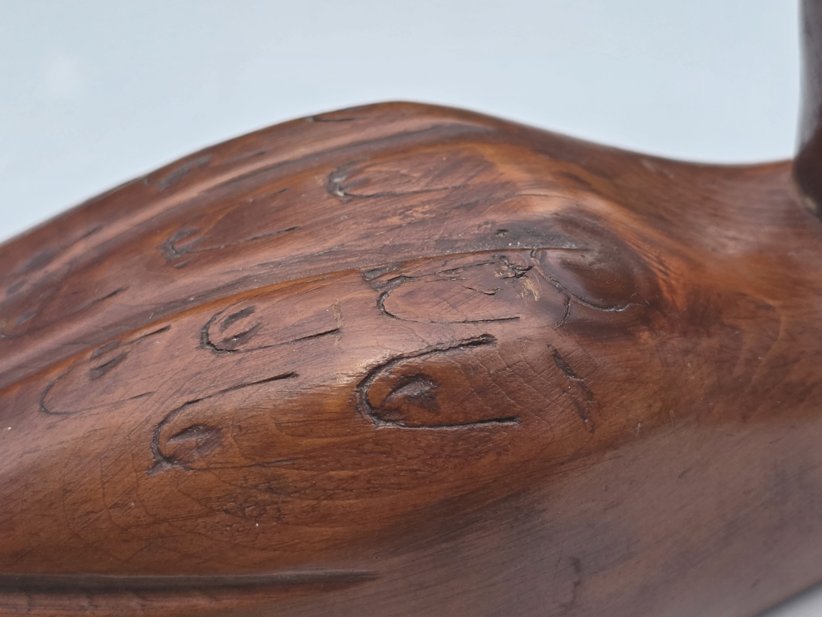 Canada Duck Decoy Vintage Carved Wood Unsigned Signed glass eye?