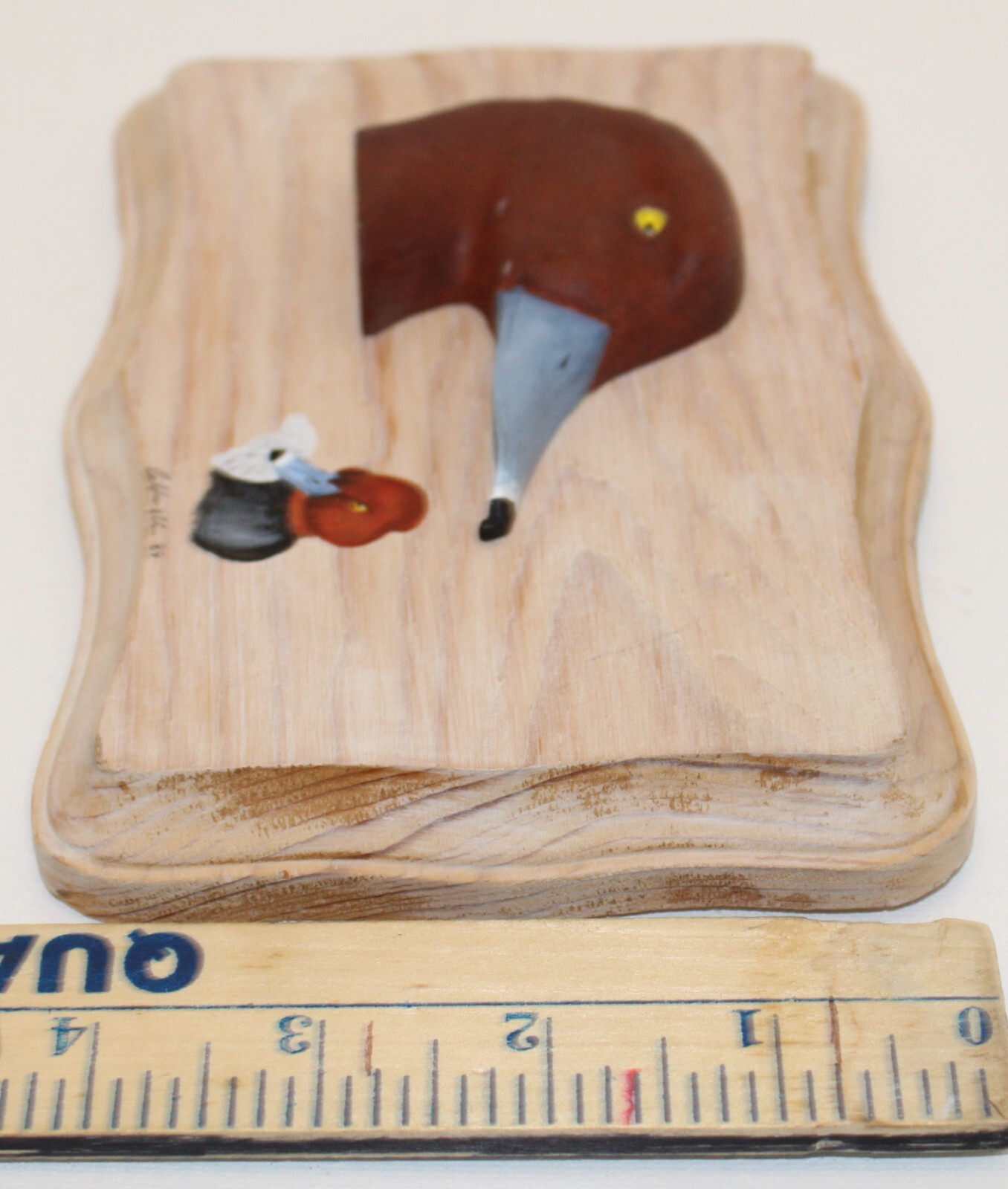 Vintage Redhead Drake Duck 3D wall plaque Signed J.W.Caldwell
