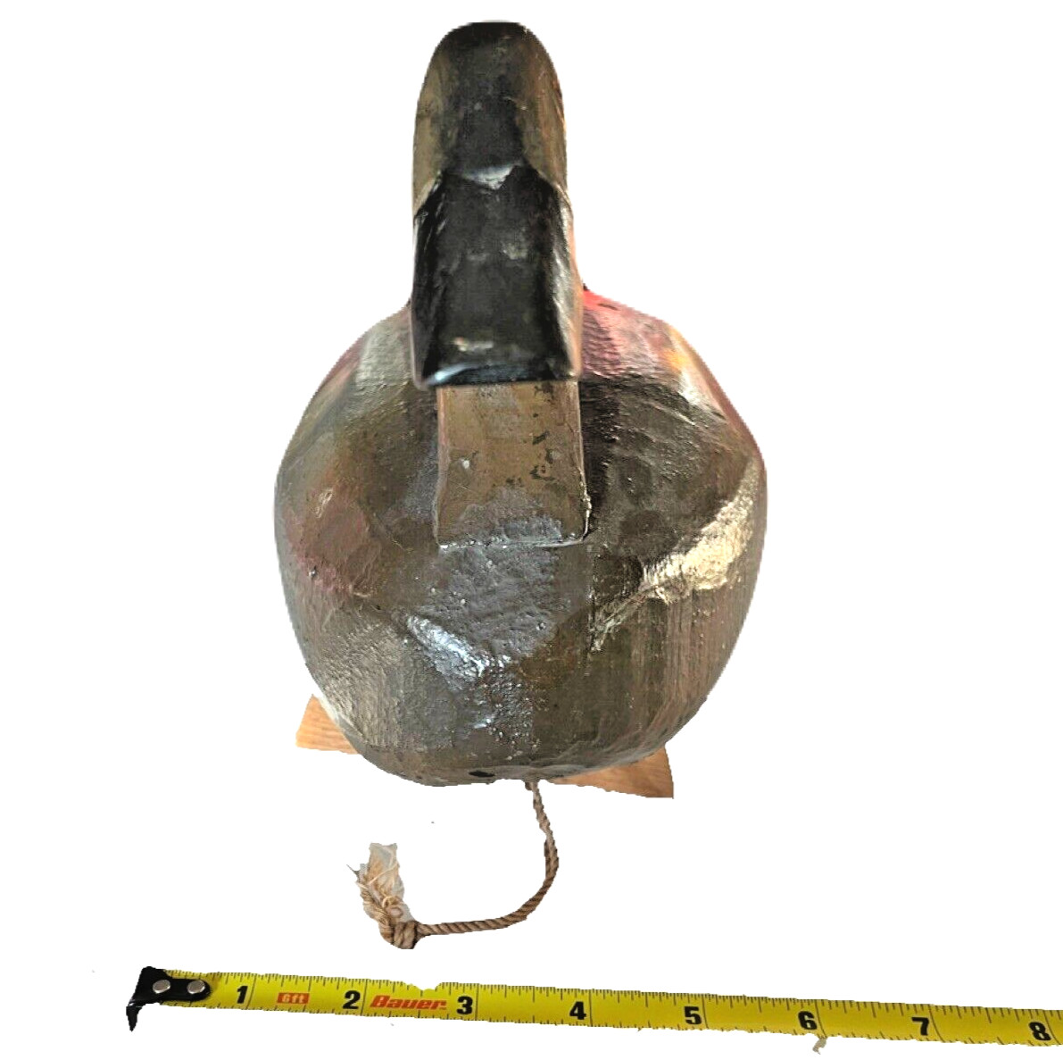 Vintage Duck Decoy Primitive Solid Body w/ Stand & Lead Weight Mushroom Antique