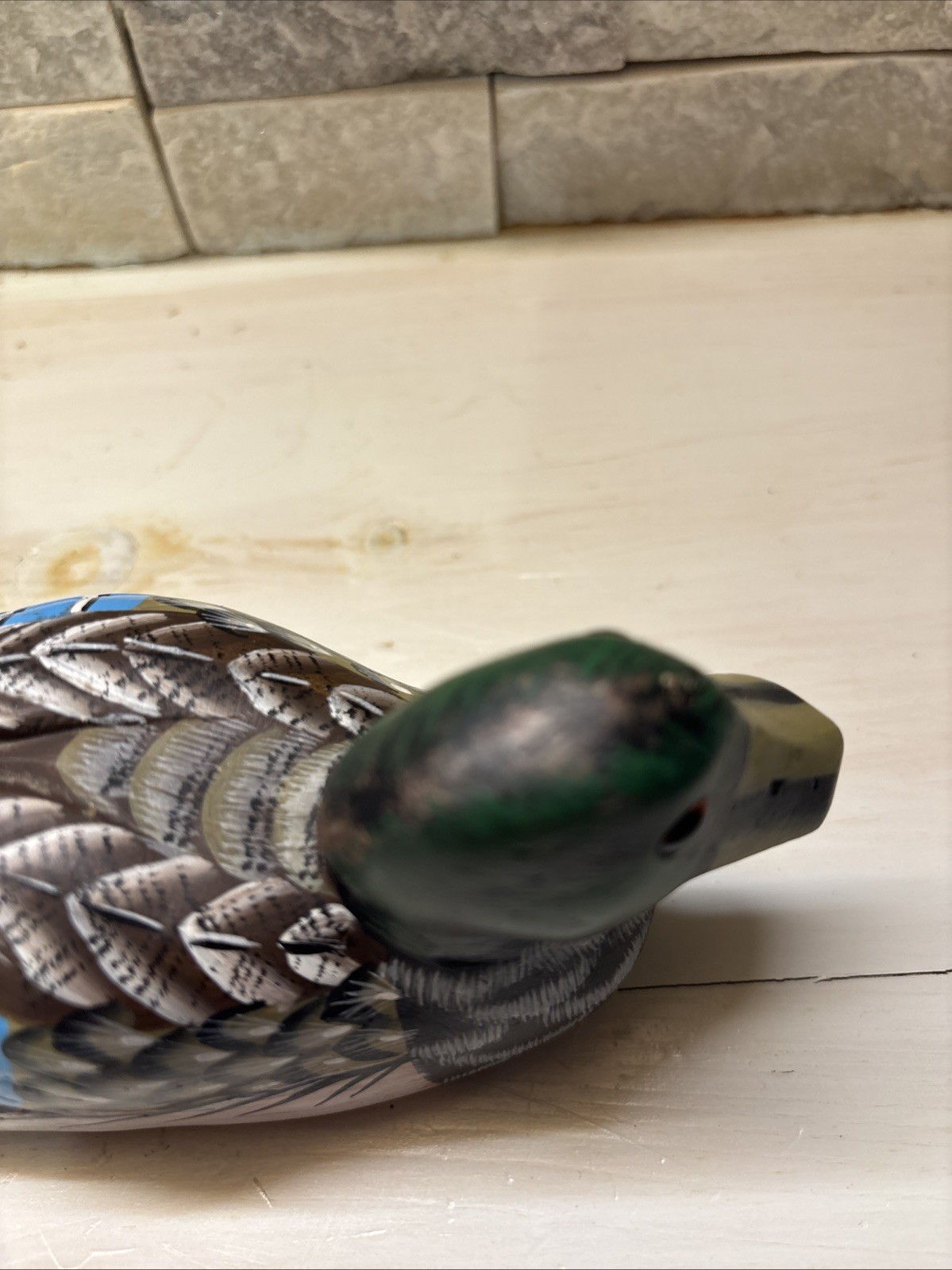 Vintage 6 Inch Handcarved, Handpainted Duck Decoy. Stone
