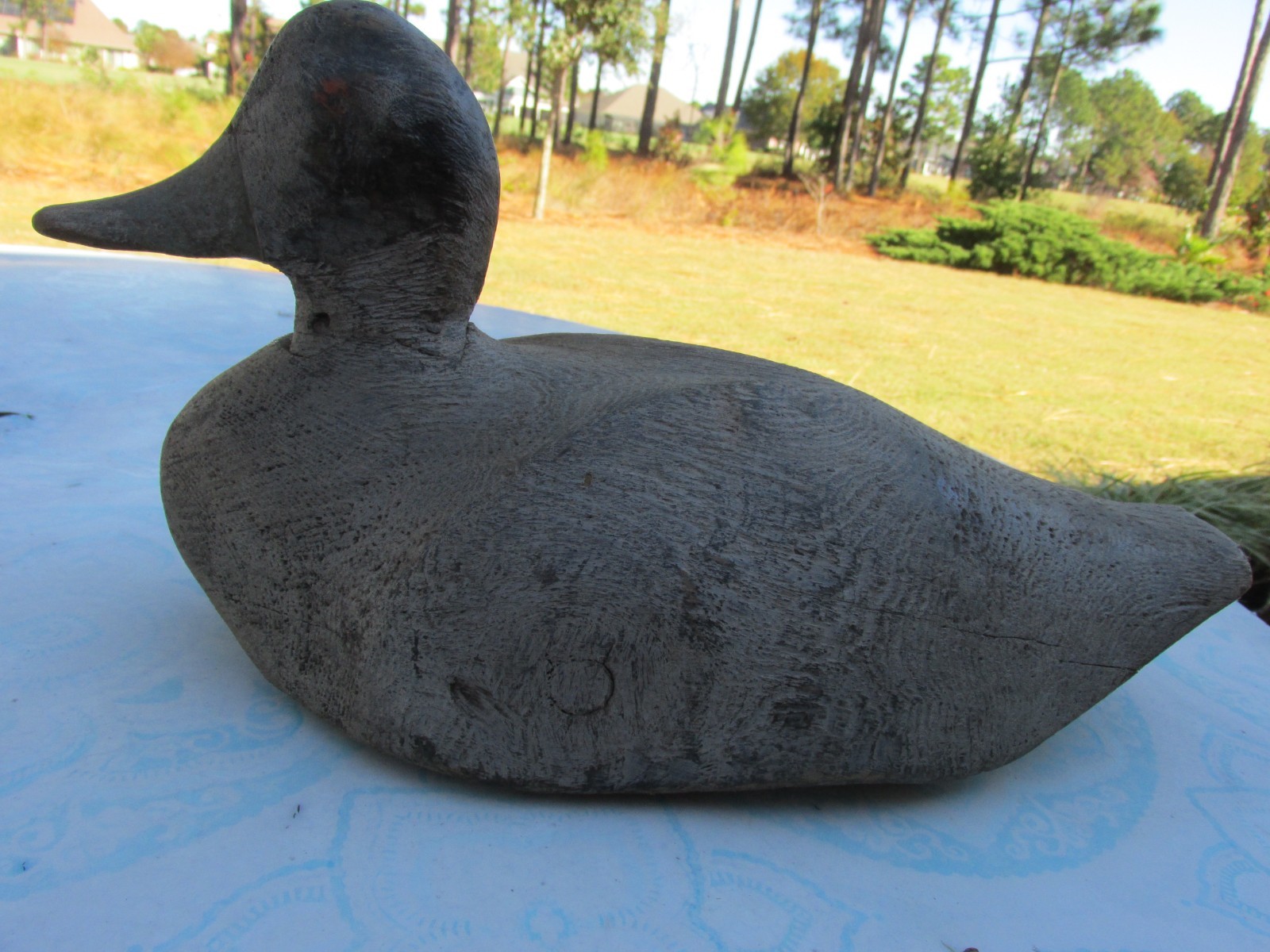 Primitive Solid Wood Duck Decoy Hand Carved Large Decoy