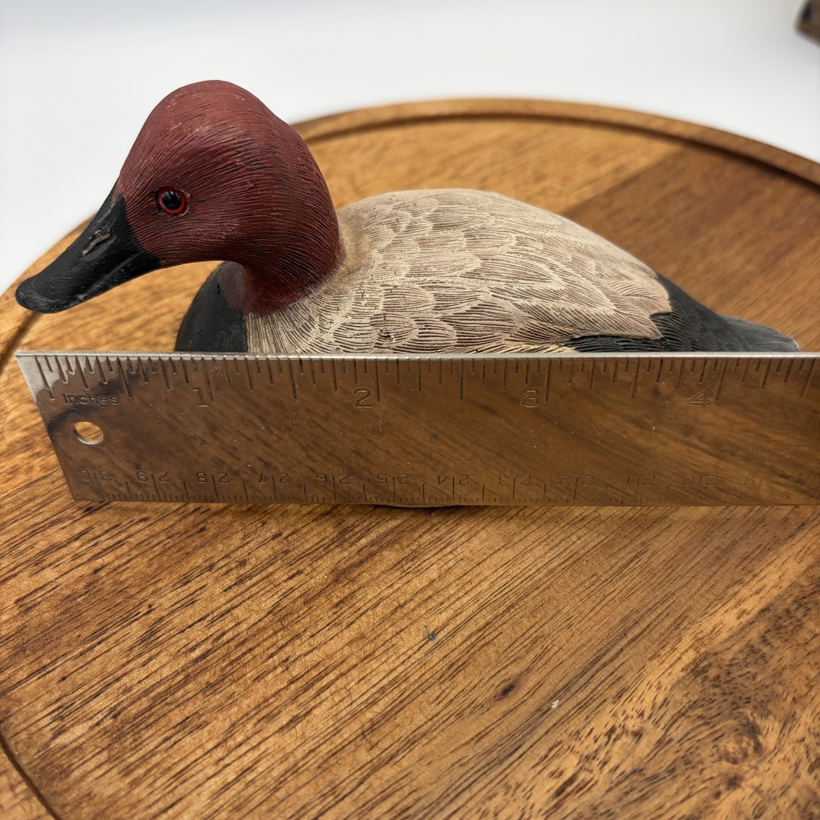 Hand Carved Wood Canvasback Duck Decoy MD 1989 Signed J.R. Williams Glass Eyes