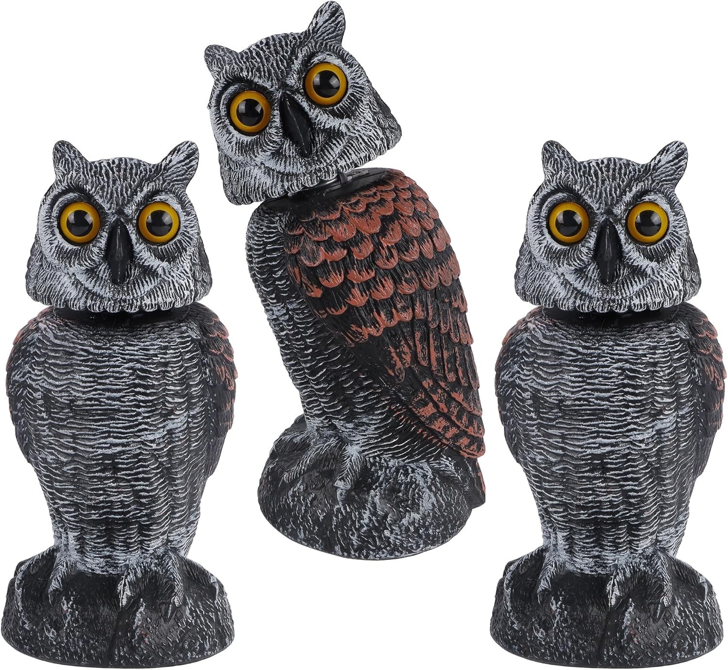 3 Pack Bird Scarecrow Owl Decoys Outdoor Pest Repellent Garden Decor