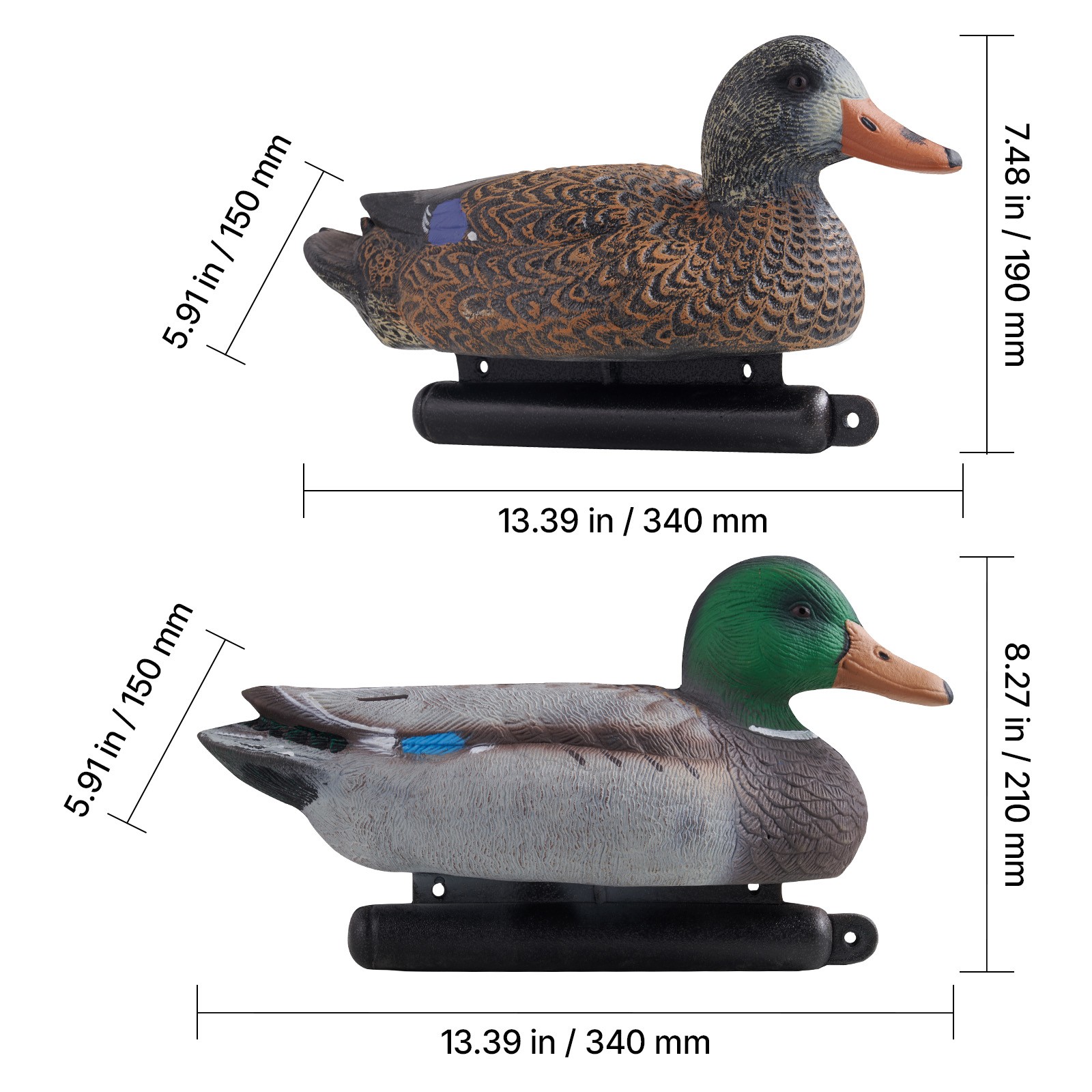 Duck Decoy Outdoor Teal Decoy Realistic Plastic Floating Duck for Hunting 6-Pack