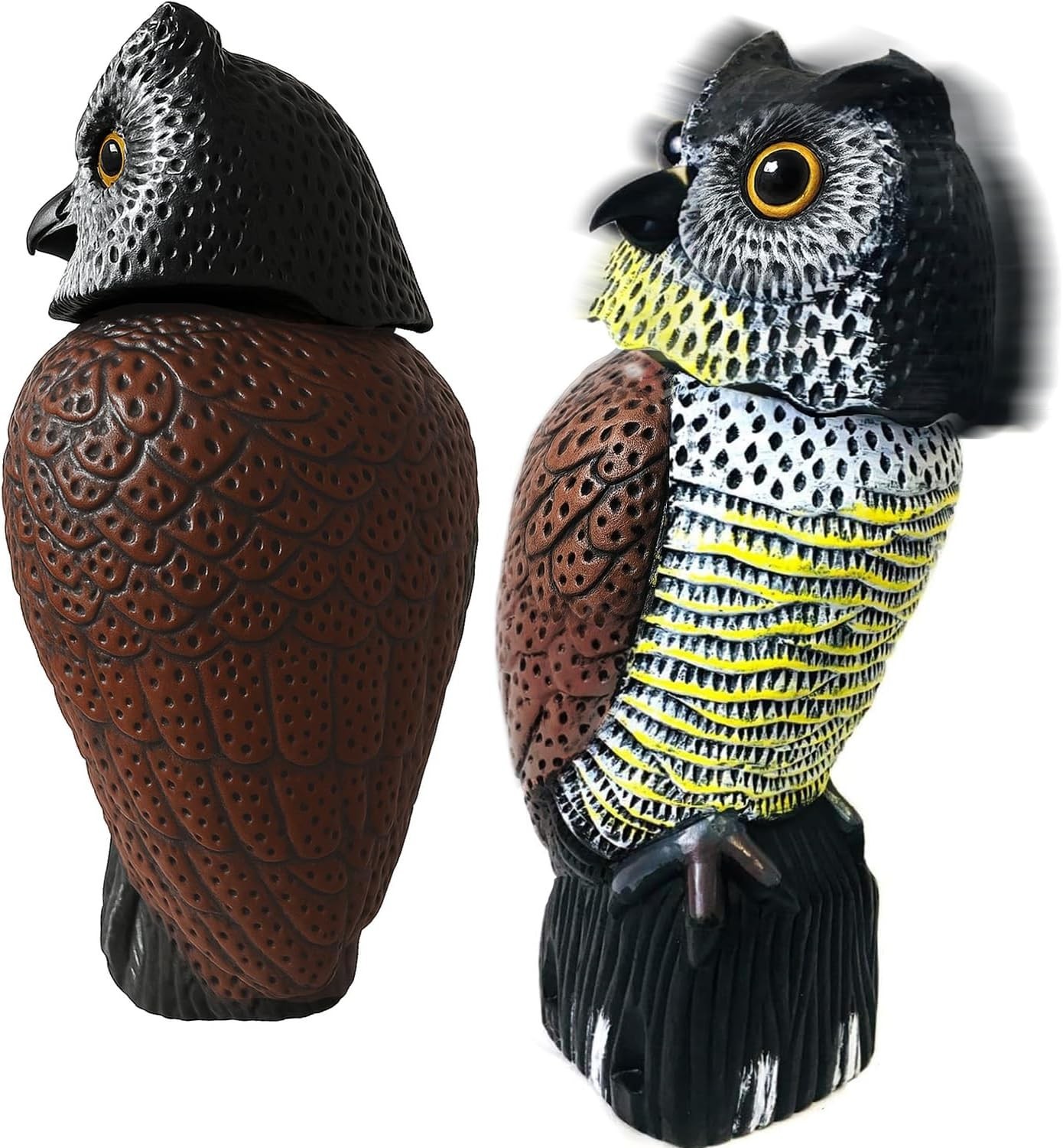 16″ Owl Decoy Statue with Rotating Head – Perfect Garden Decoration