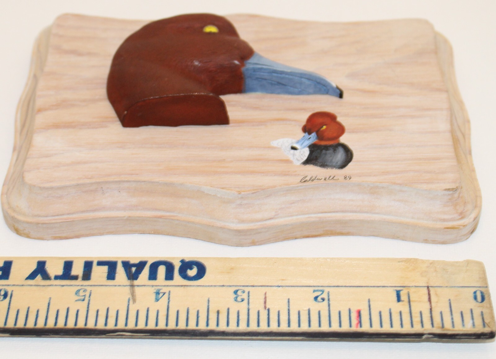 Vintage Redhead Drake Duck 3D wall plaque Signed J.W.Caldwell