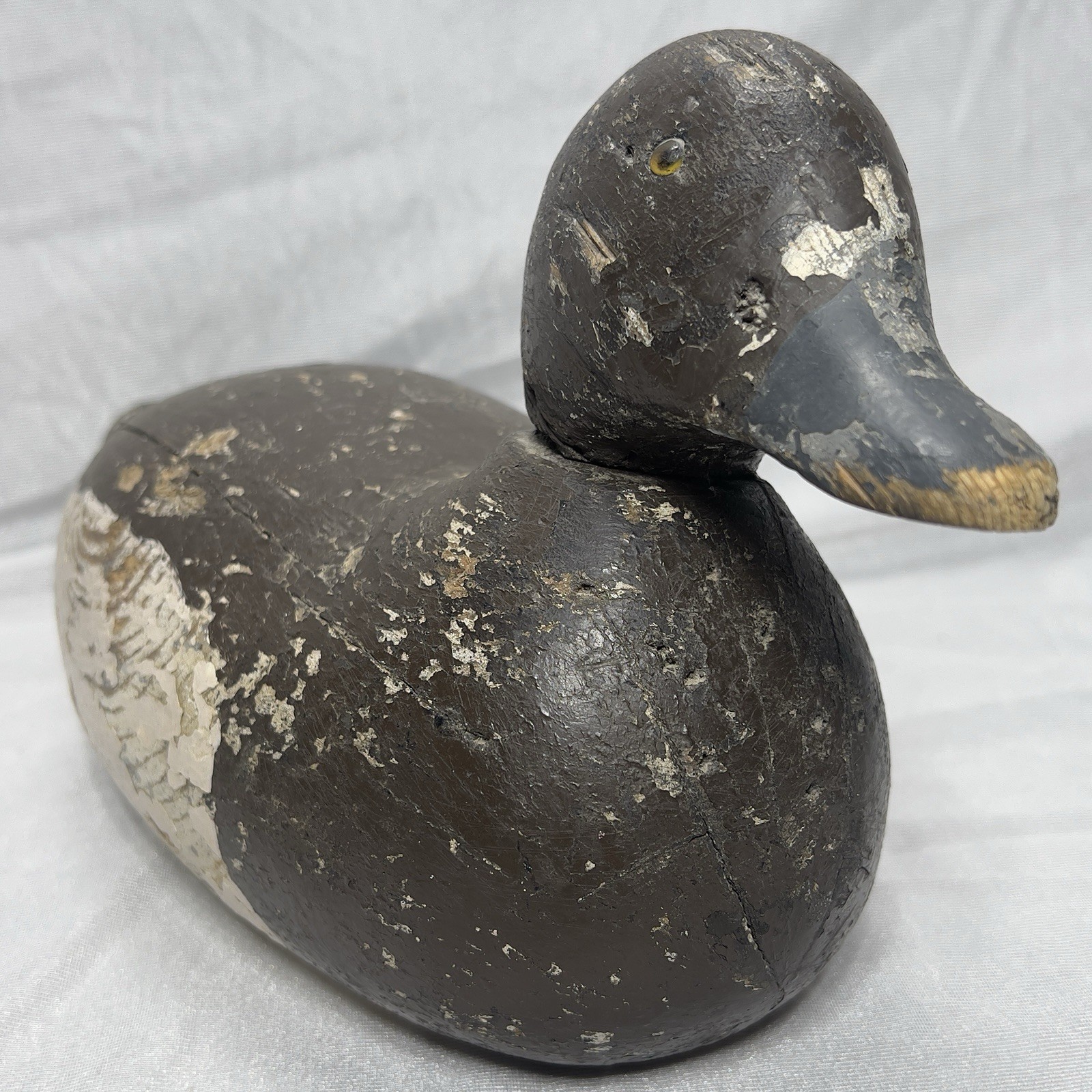 Antique Mason Challenge Grade Decoy Glass Eye Solid Wood Working Repaint Hunting